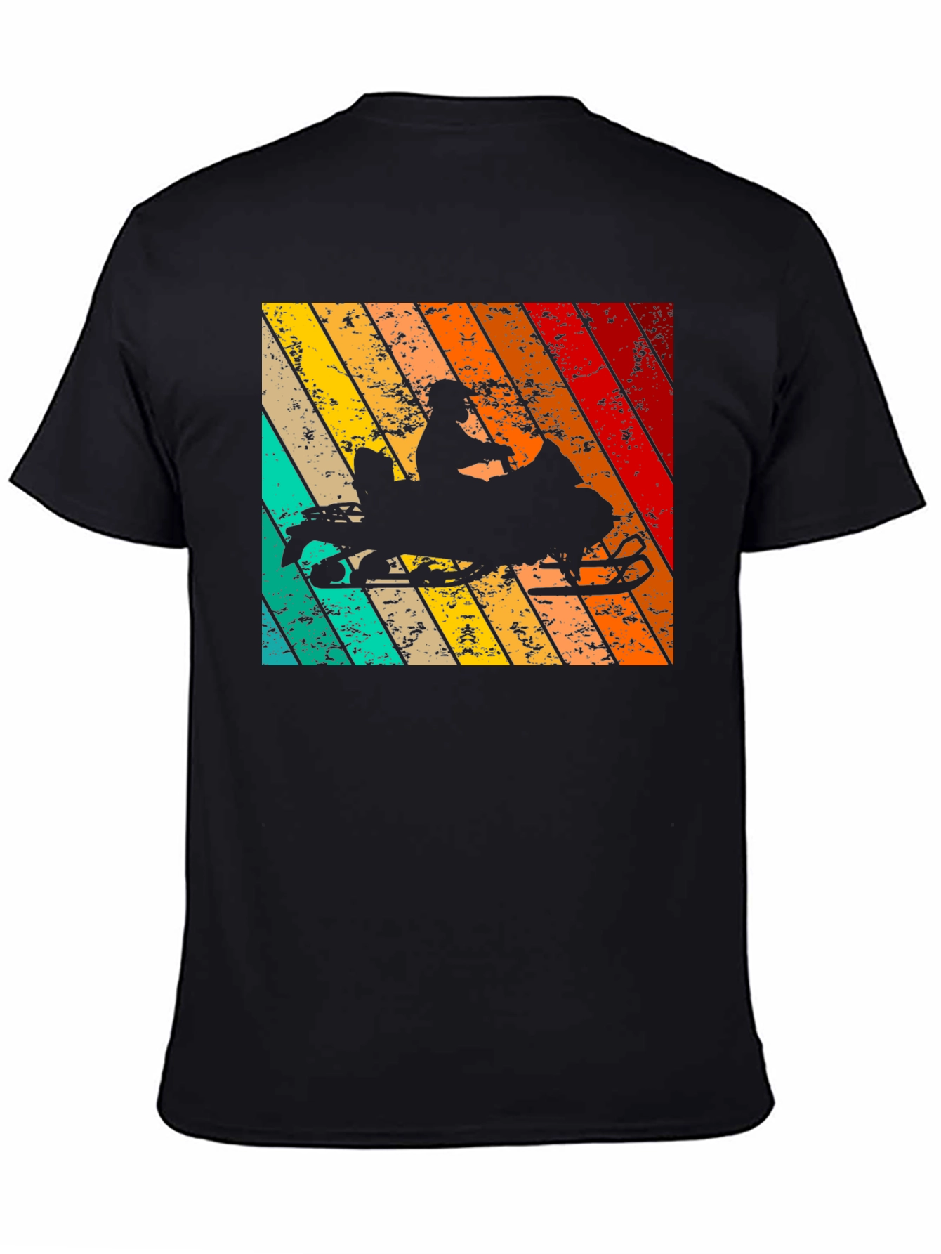 Black Retro Snowmobile T-Shirt | Vintage Style view 4