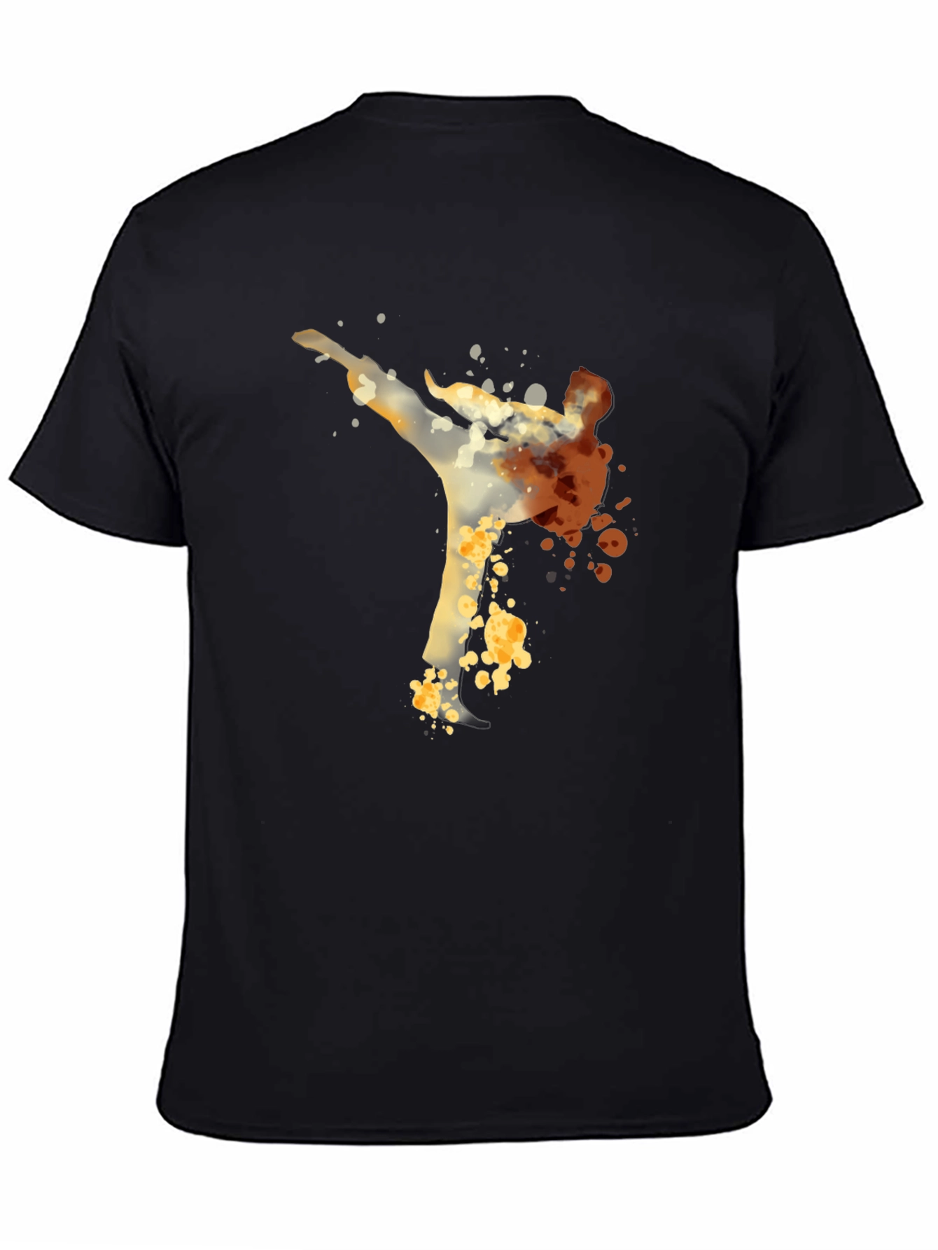 Black Abstract Karate Kick Graphic Tee - Modern Style view 4