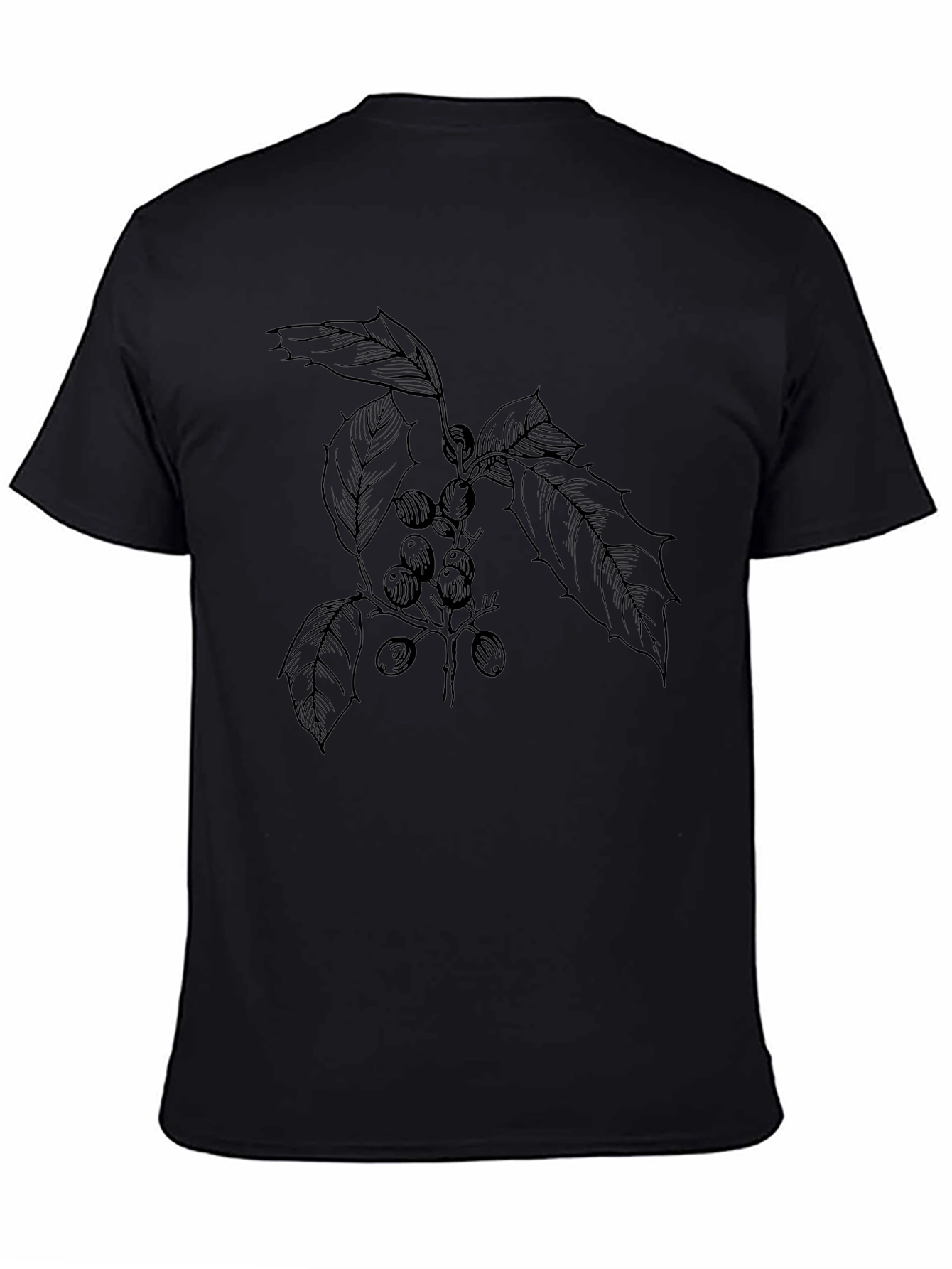 Black Botanical Sketch Graphic Tee - Unisex view 4