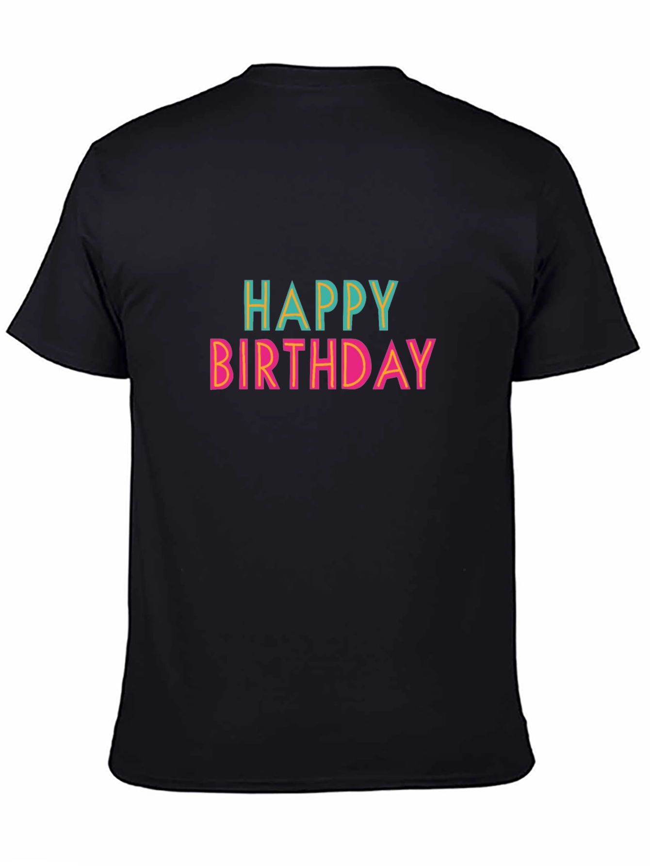 Black Happy Birthday Graphic T-Shirt - Black Cotton Tee view 4