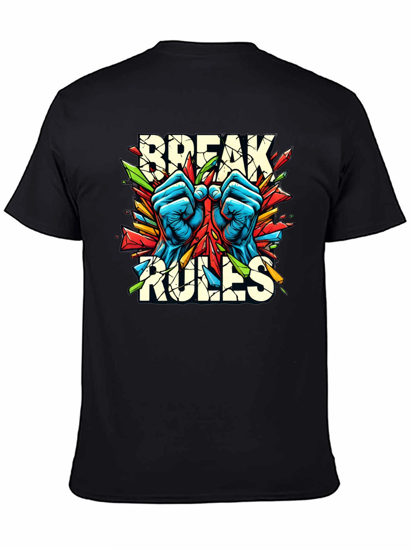 Black Break Rules Graphic Tee - Bold Streetwear Style view 4