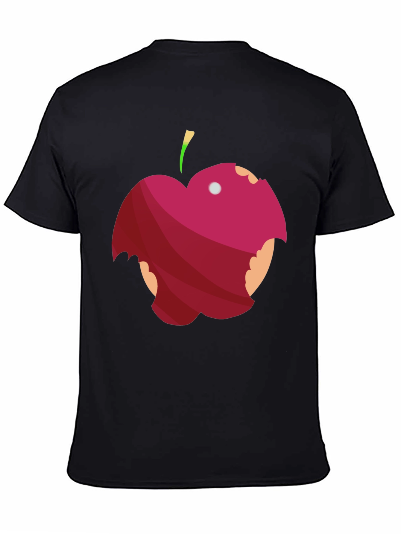 Black Bitten Apple Graphic Tee - Funny Fruit T-Shirt view 4
