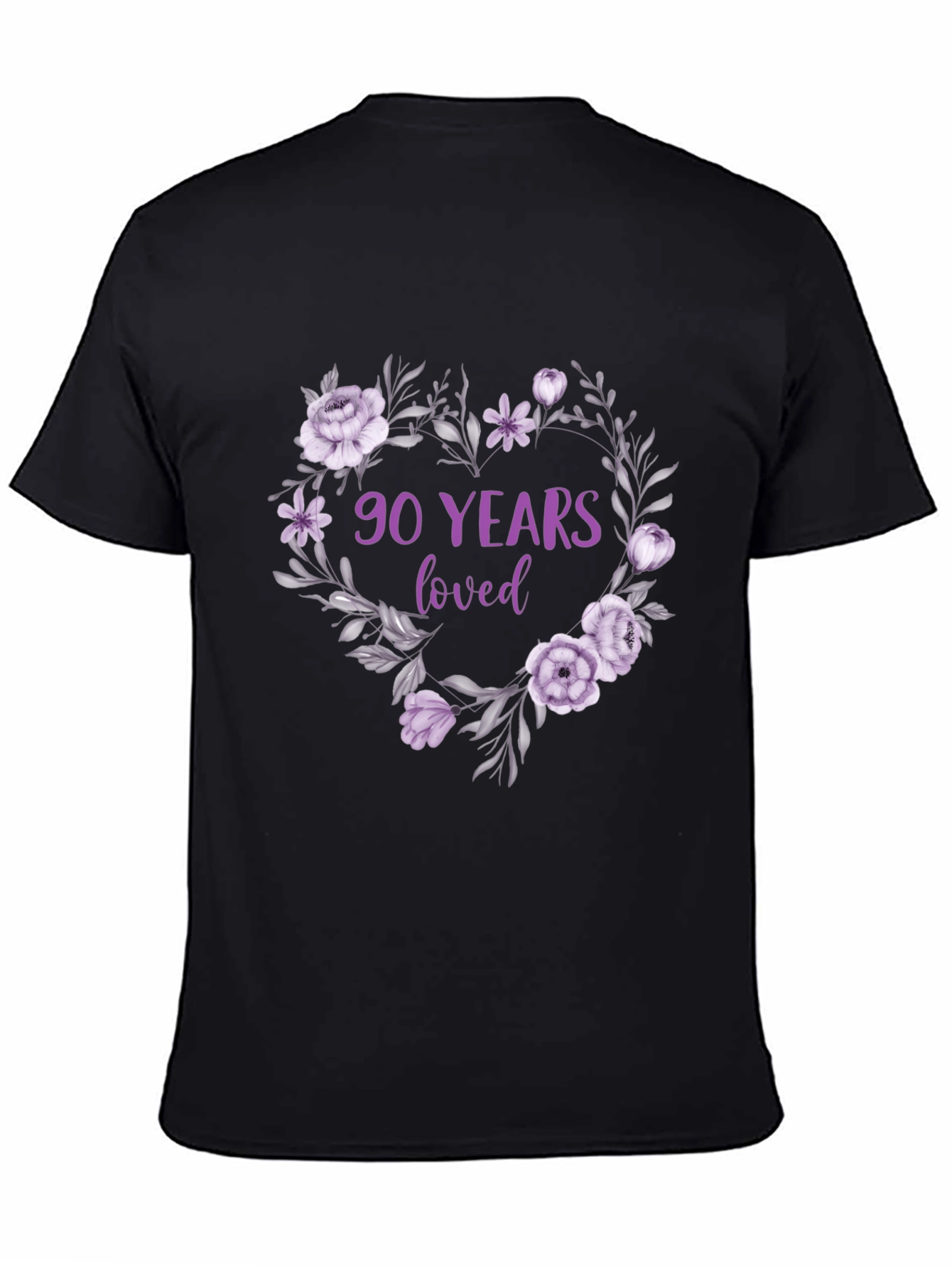 Black 90 Years Loved Floral T-Shirt view 4