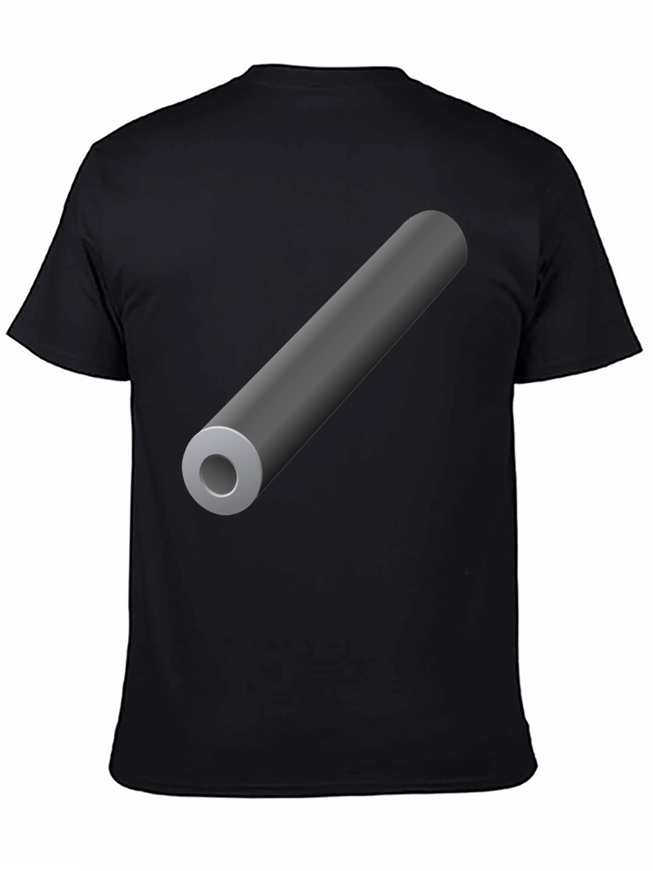 Black Men's Black T-Shirt with Gray Cylinder Graphic view 4
