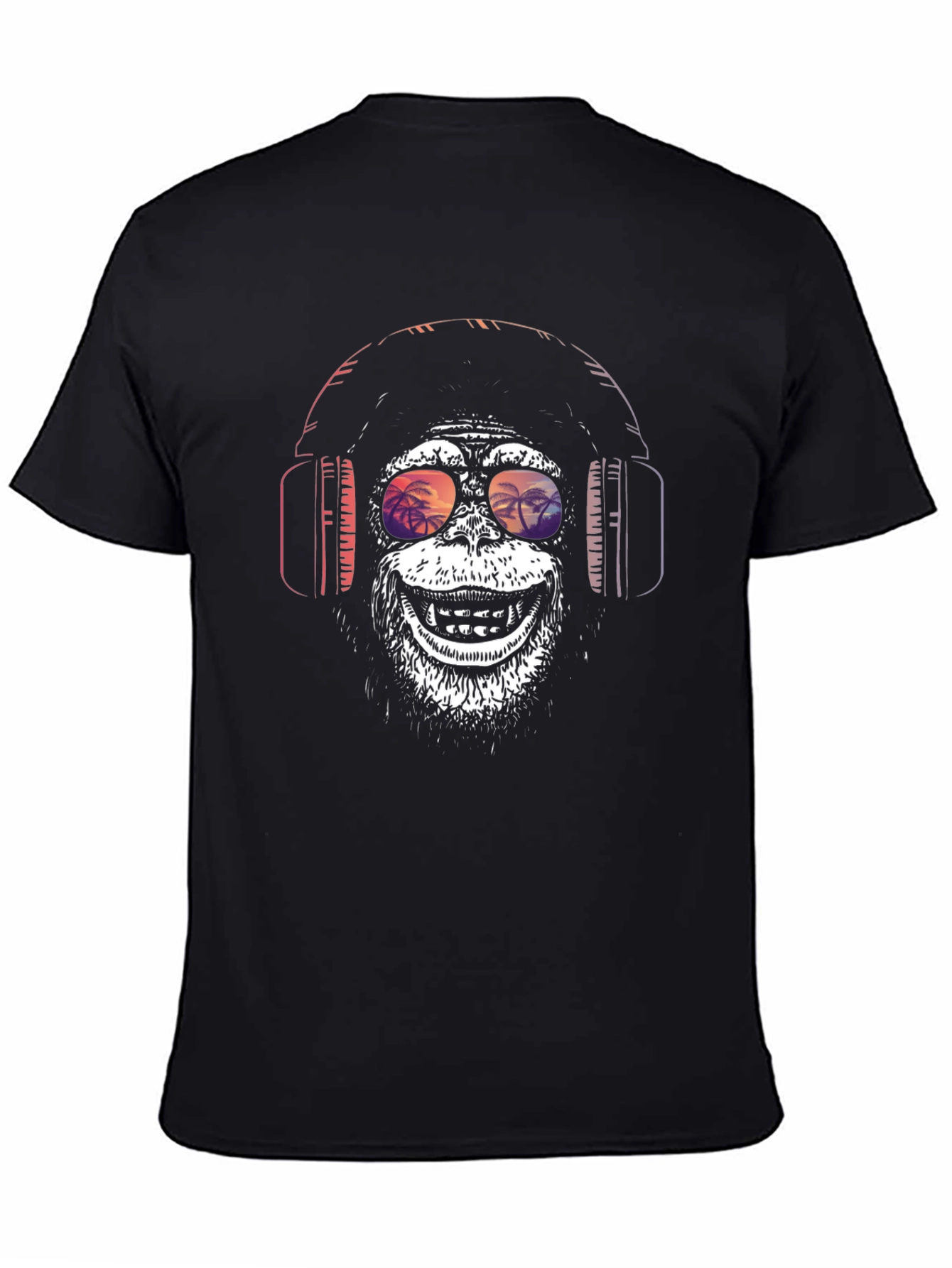 Black Monkey Headphones Graphic Tee view 4