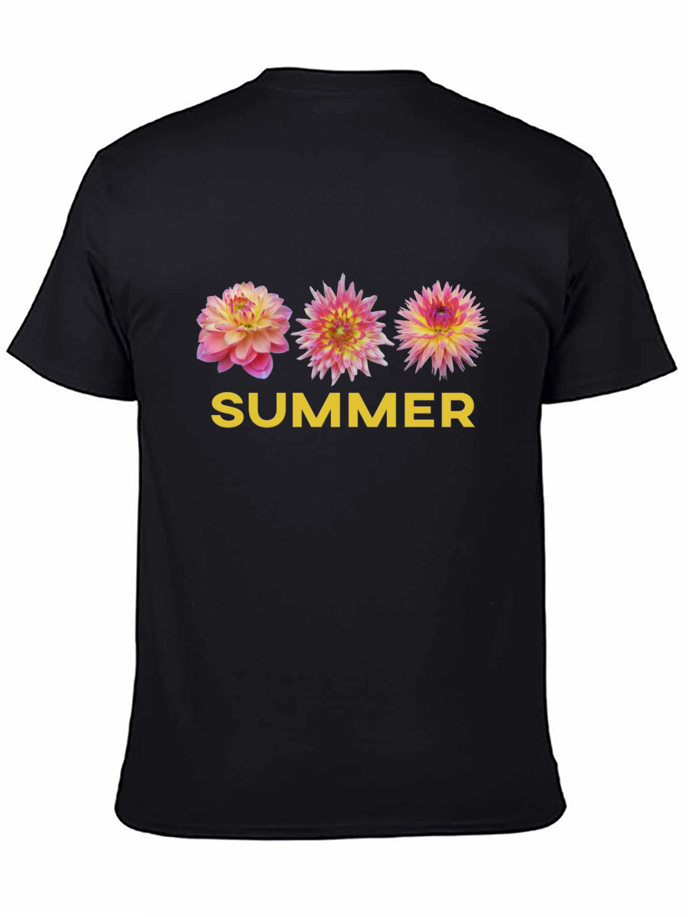 Black Summer Floral Graphic Tee - Soft Black T-Shirt view 4
