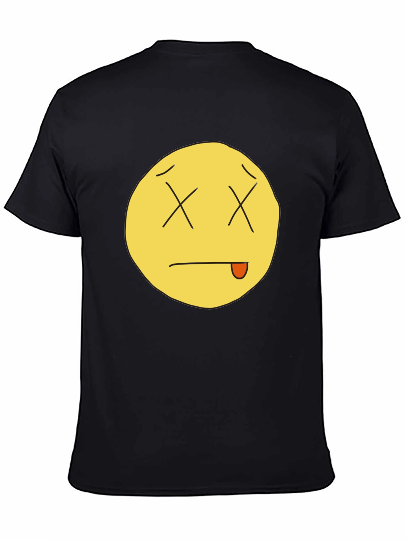 Black Funny Dead Emoji Black T-Shirt view 4
