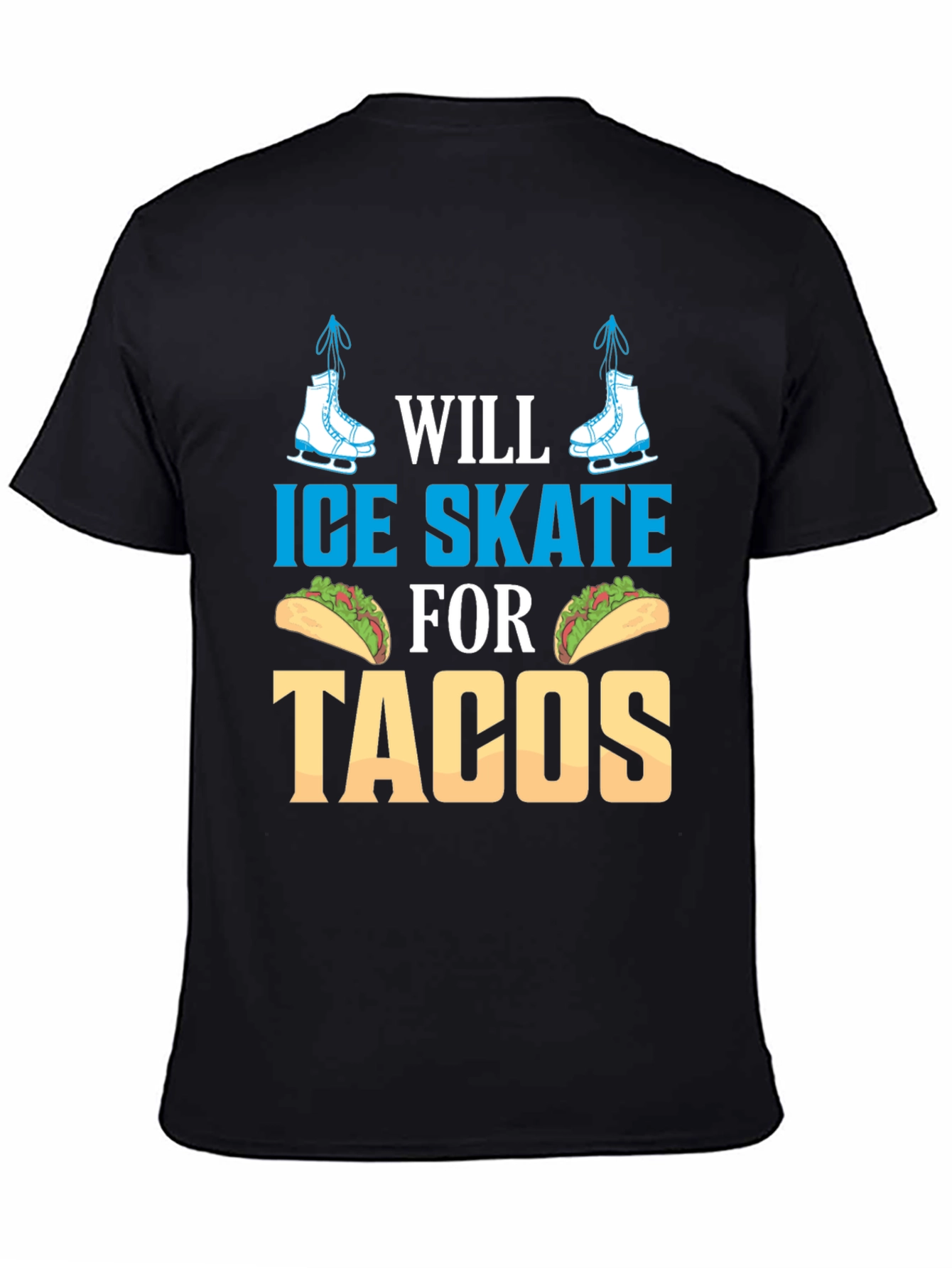 Black Ice Skate for Tacos Graphic Tee view 4