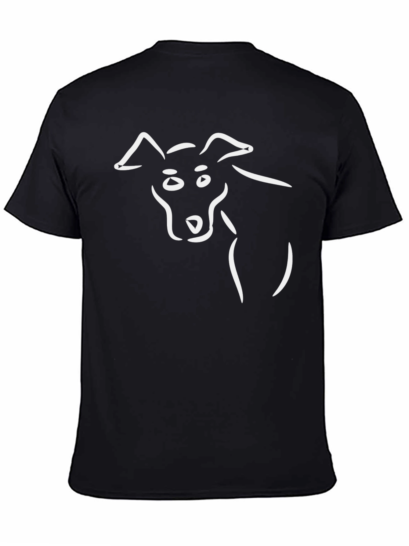 Black Minimalist Dog Sketch Black T-Shirt view 4