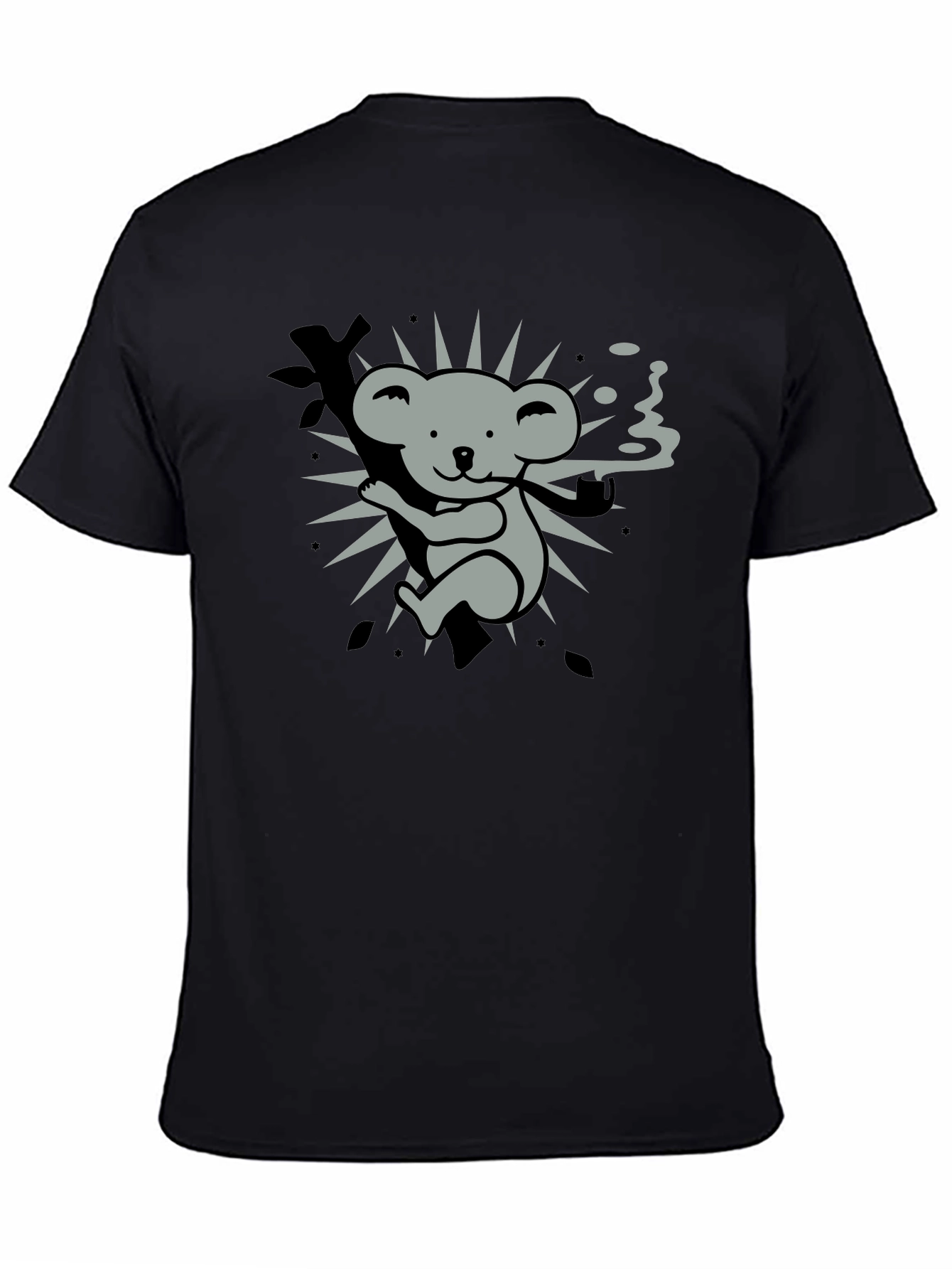 Black Smoking Koala Graphic Tee - Black Cotton T-Shirt view 4
