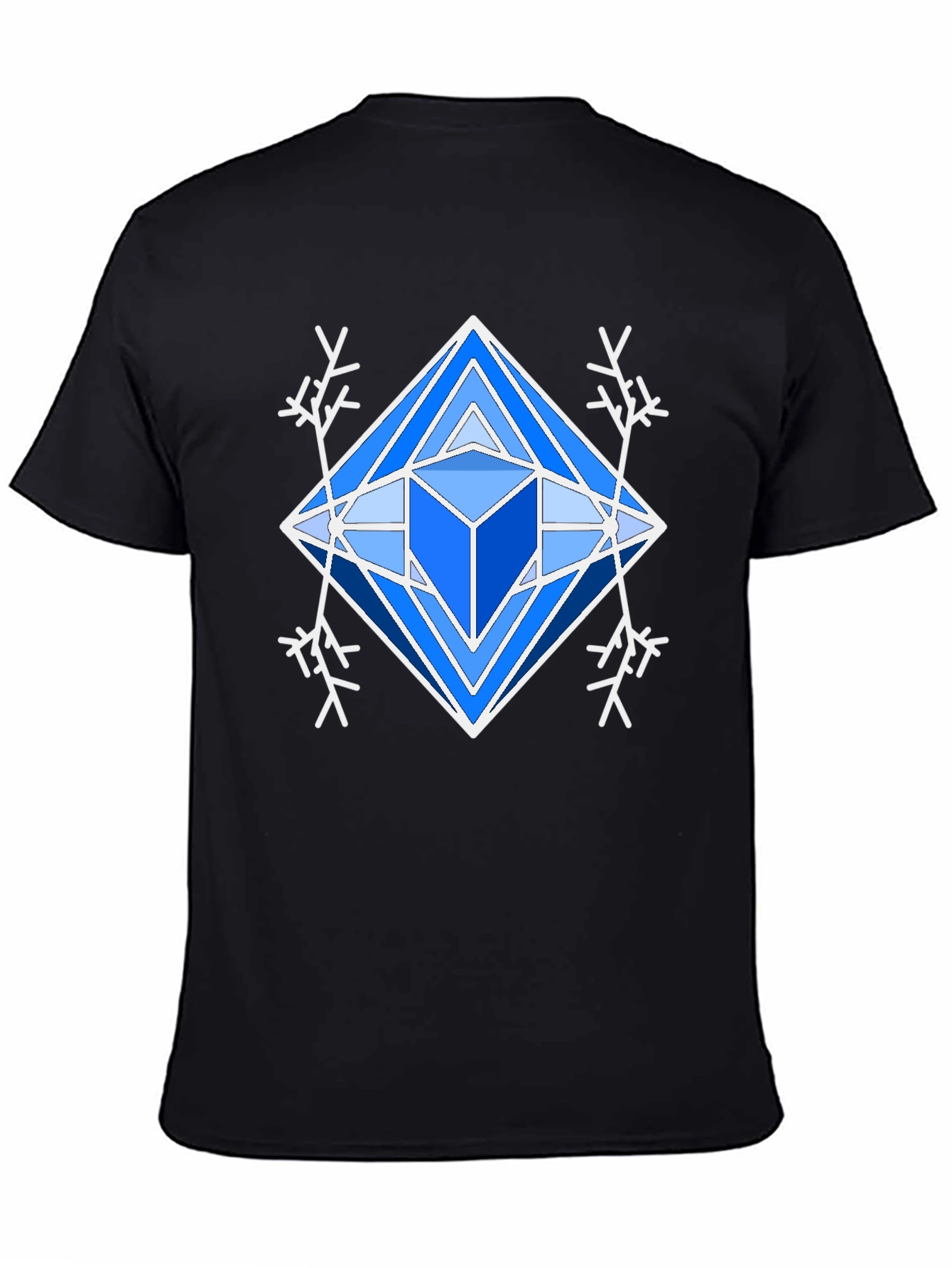 Black Geometric Snowflake Graphic Tee - Modern Winter Style view 4