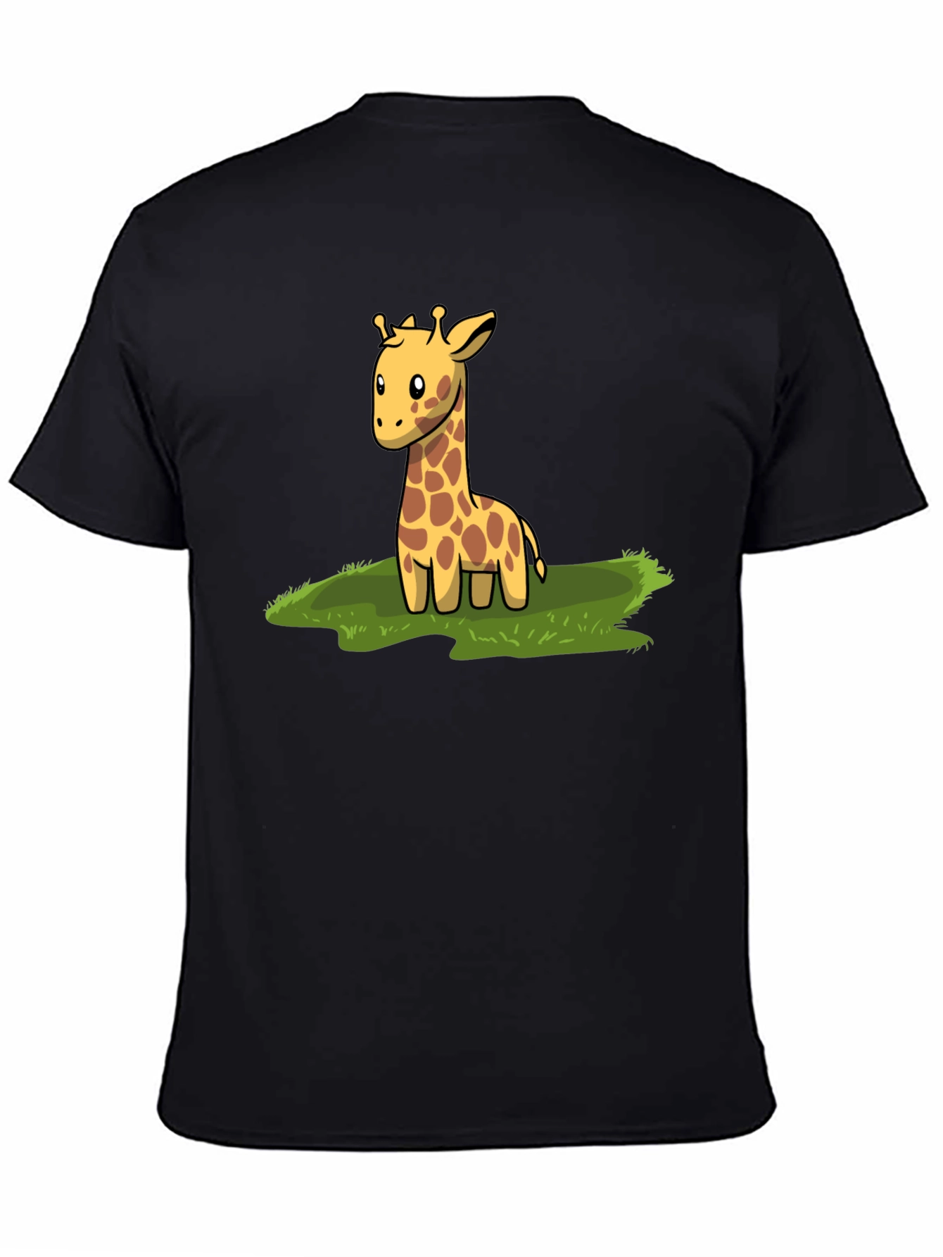 Black Cute Giraffe Graphic Tee - Black Cotton T-Shirt view 4