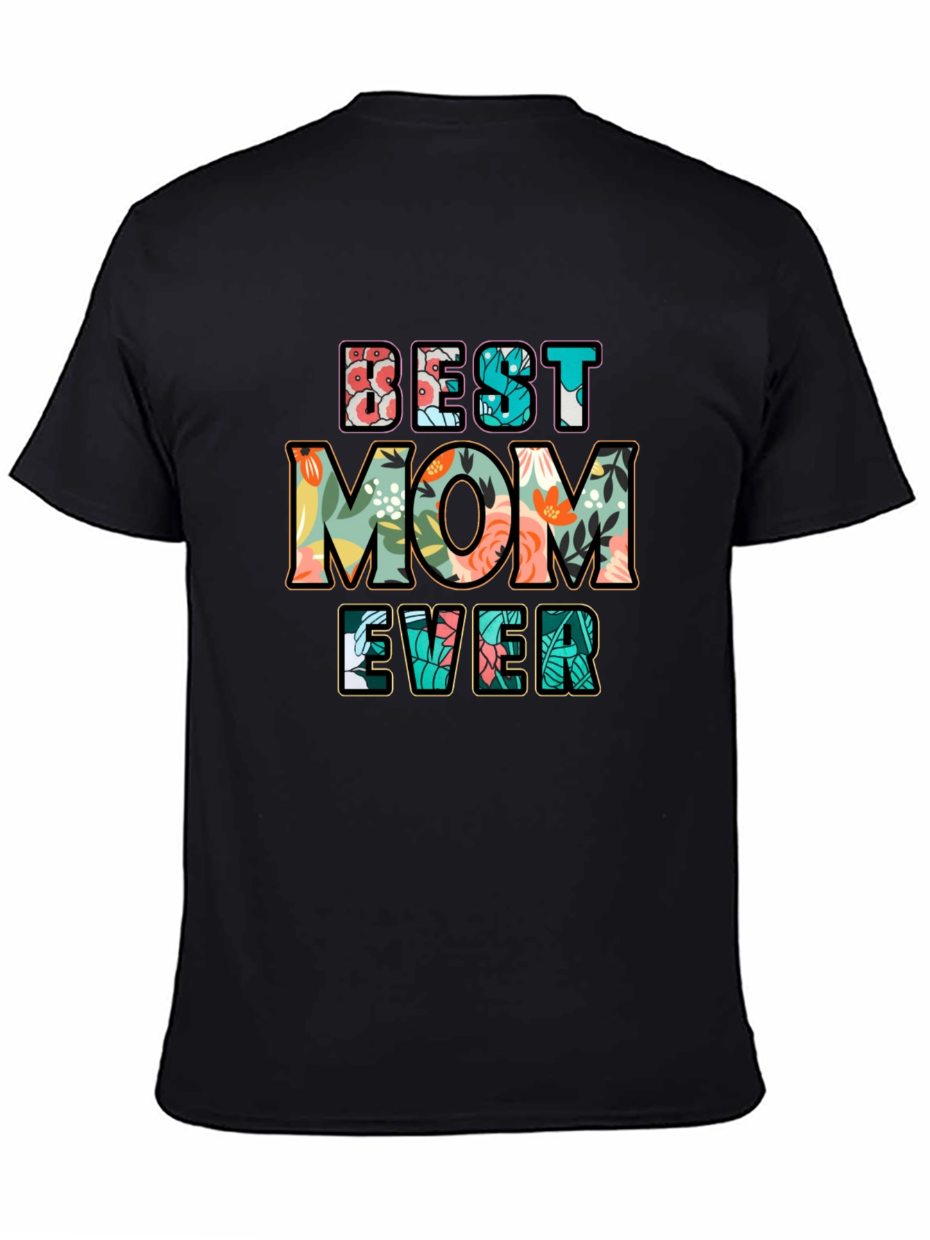 Black Best Mom Ever Floral Graphic T-Shirt view 4