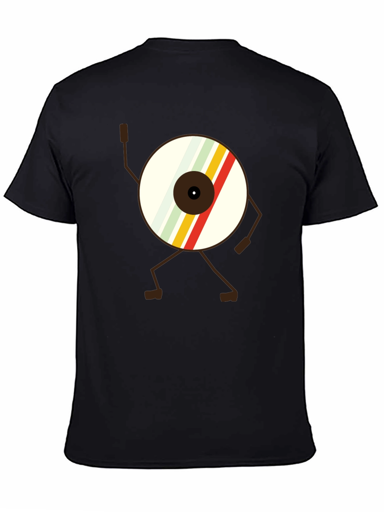 Black Retro Record Character T-Shirt - Cool Graphic Tee view 4