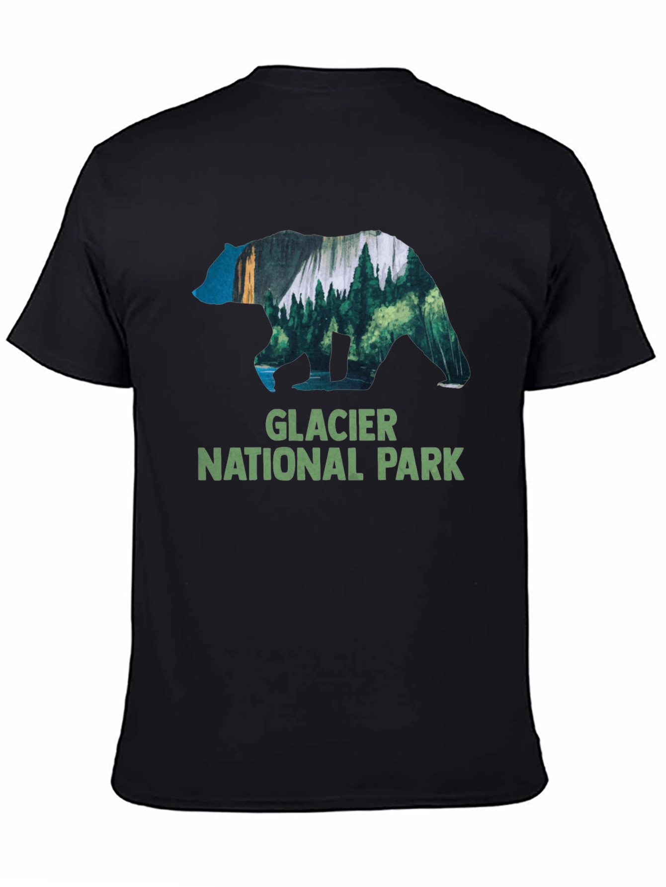 Black Glacier National Park Bear T-Shirt view 4