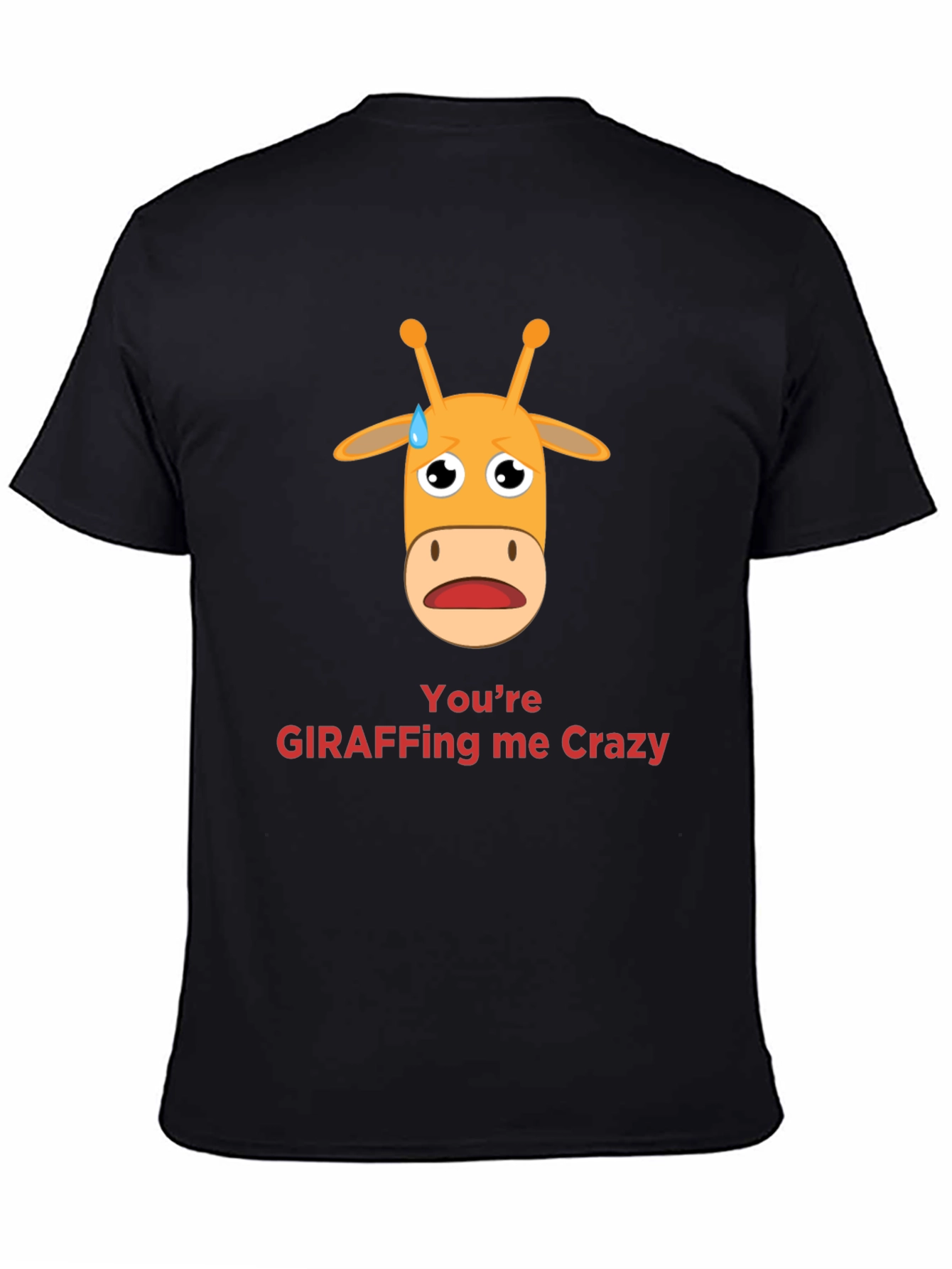 Black Giraffe Crazy Graphic Tee - Funny Animal Pun T-Shirt view 4