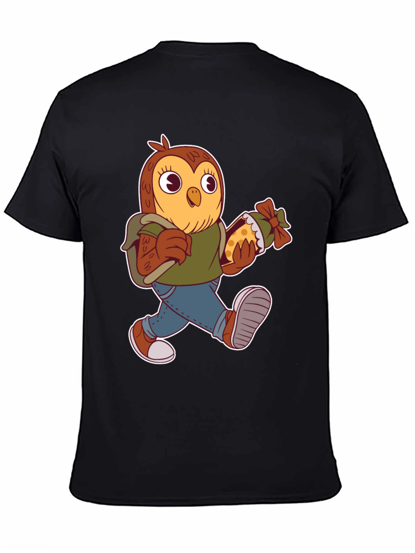 Black Cartoon Owl T-Shirt view 4