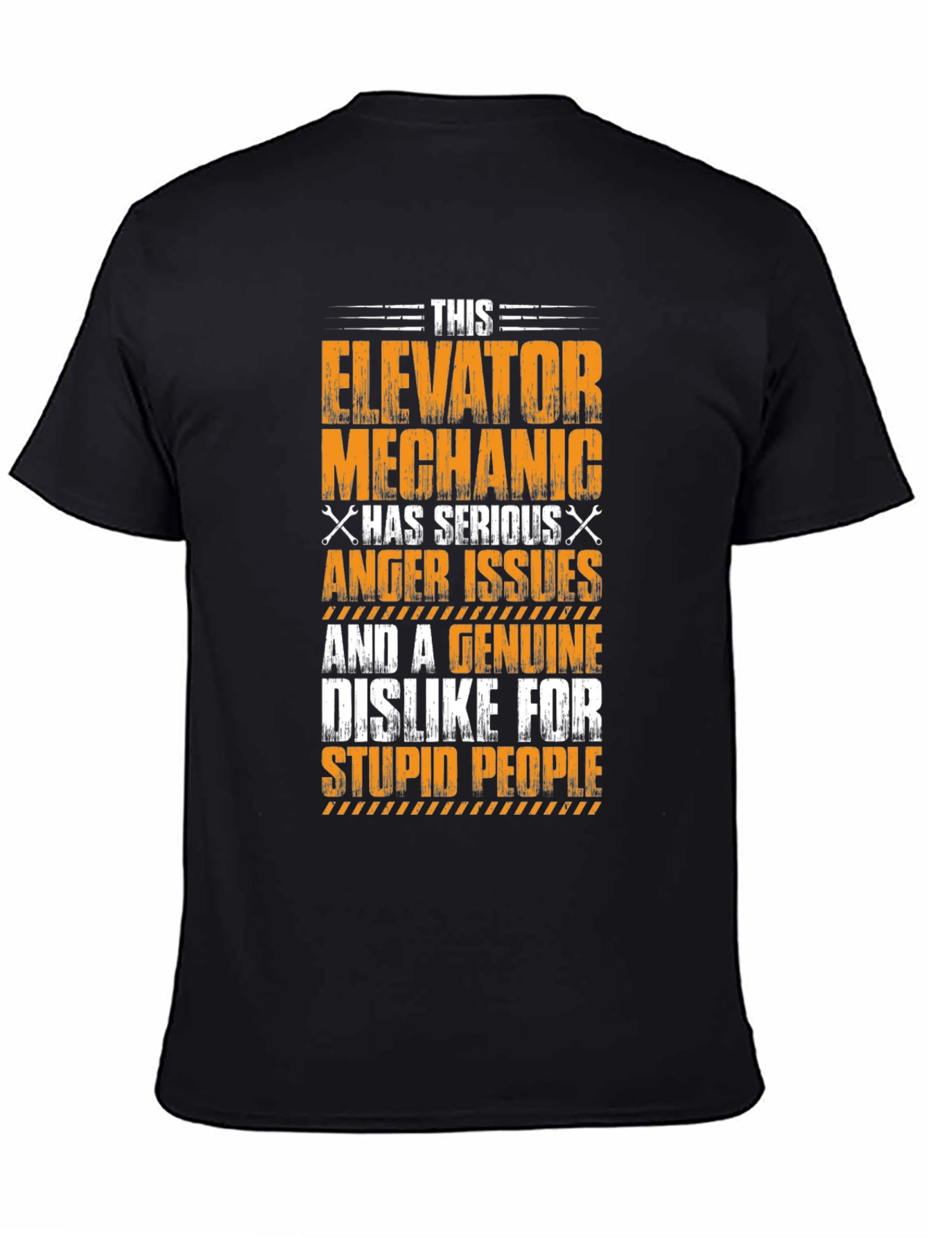 Black Elevator Mechanic Anger Issues Graphic T-Shirt view 4