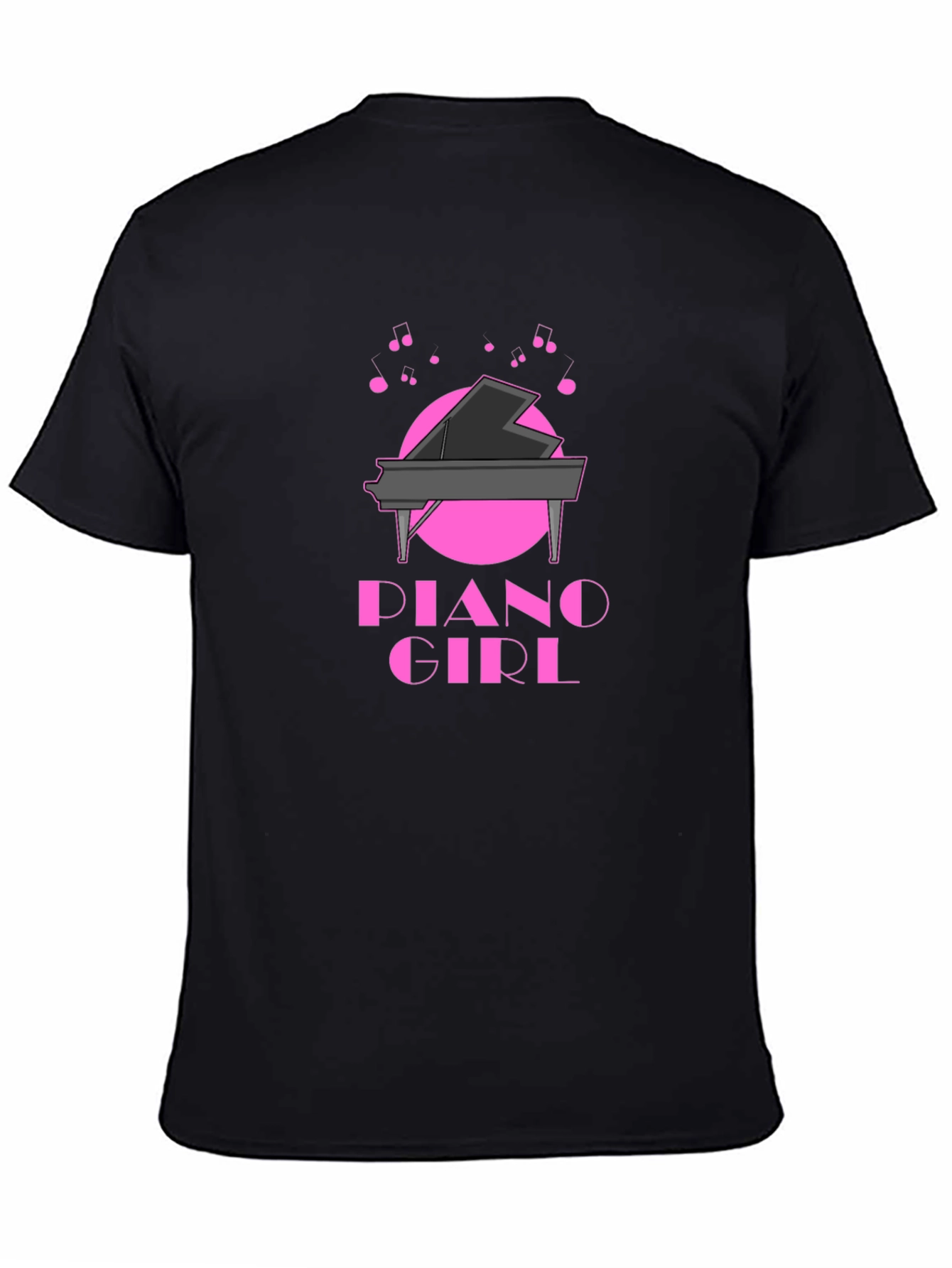 Black Piano Girl Black T-Shirt - Music Lover Tee view 4