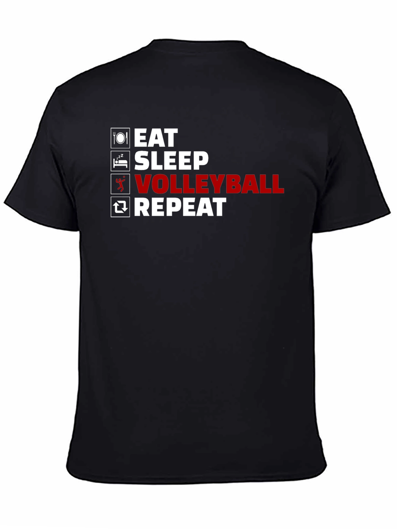 Black Eat Sleep Volleyball Repeat Graphic Tee view 4