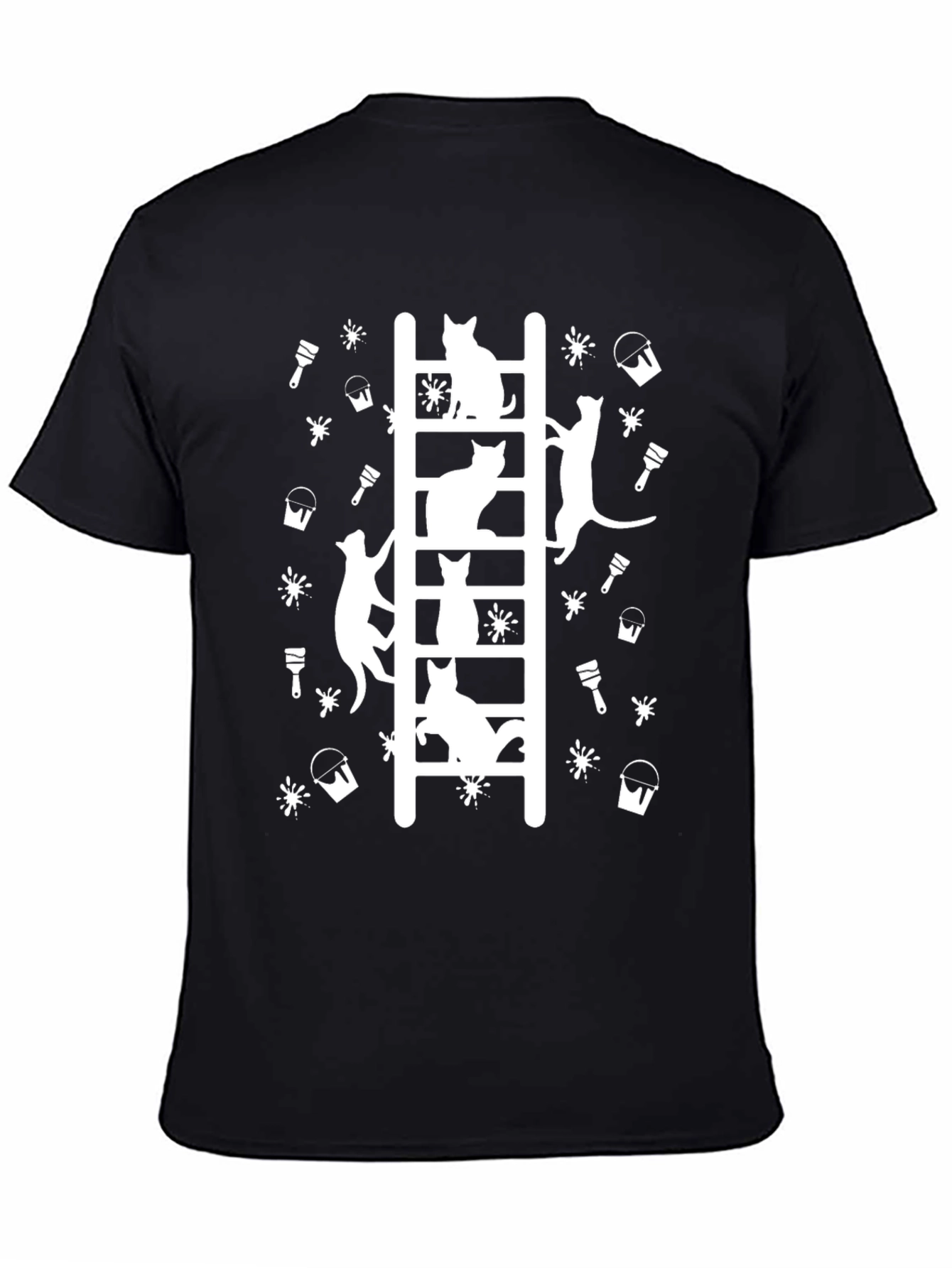 Black Cat Ladder Black T-Shirt view 4