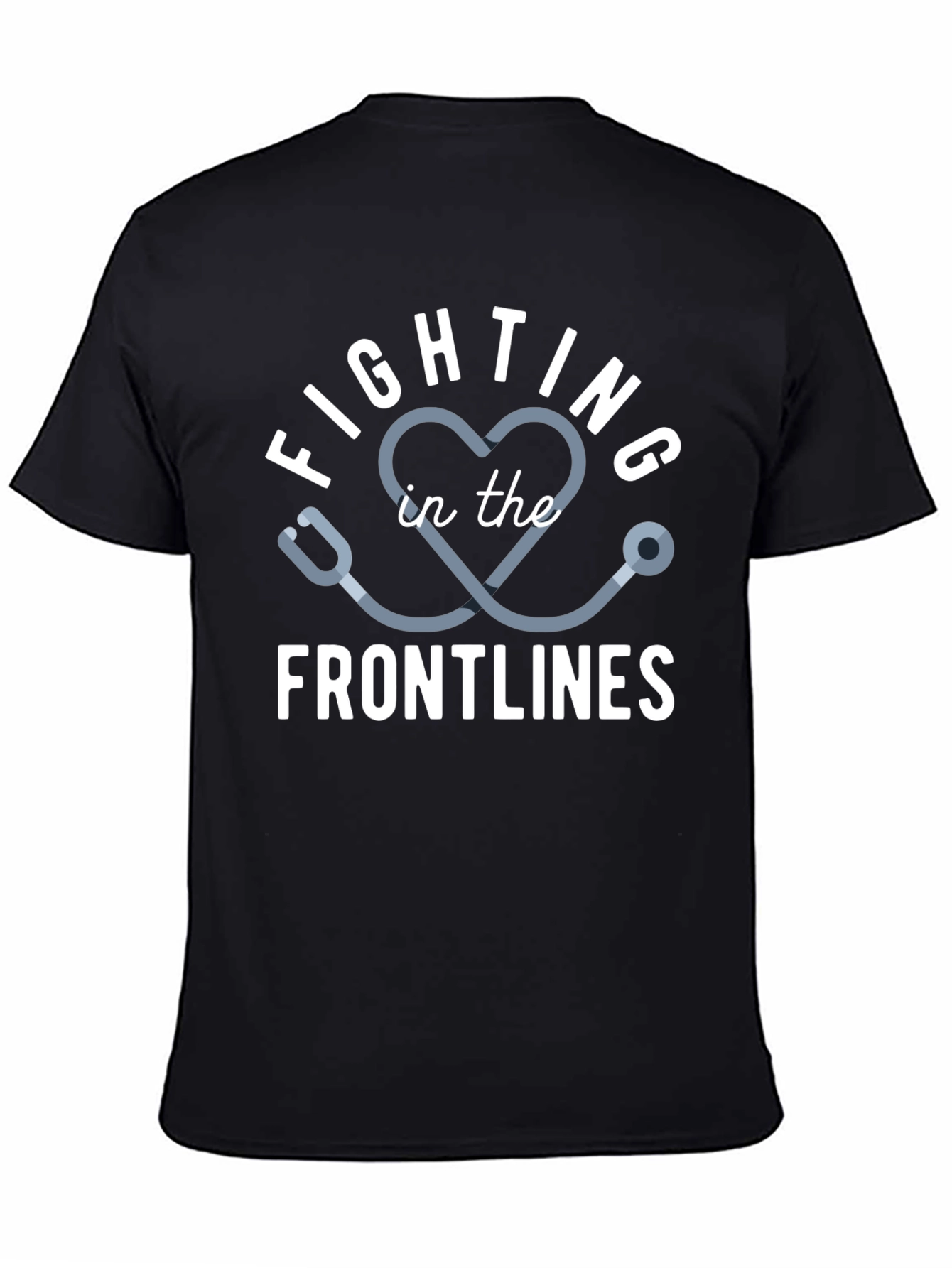 Black Fighting Frontlines Tee - Medical Support Shirt view 4