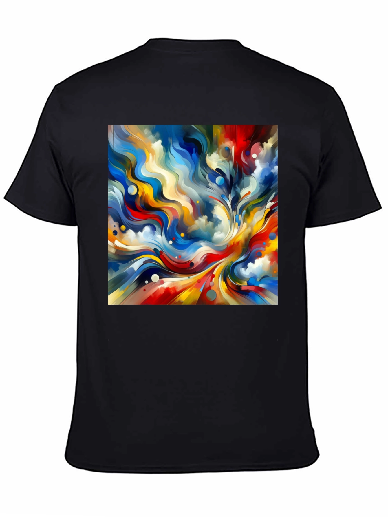 Black Abstract Art Printed Black T-Shirt view 4