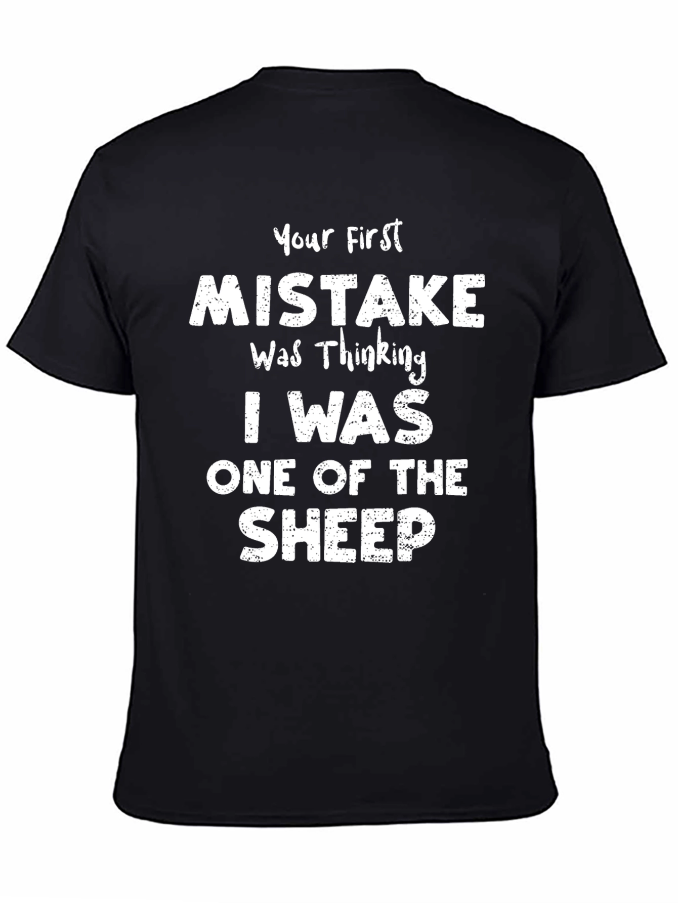 Black Mistake Sheep T-Shirt - Funny Sarcastic Tee view 4