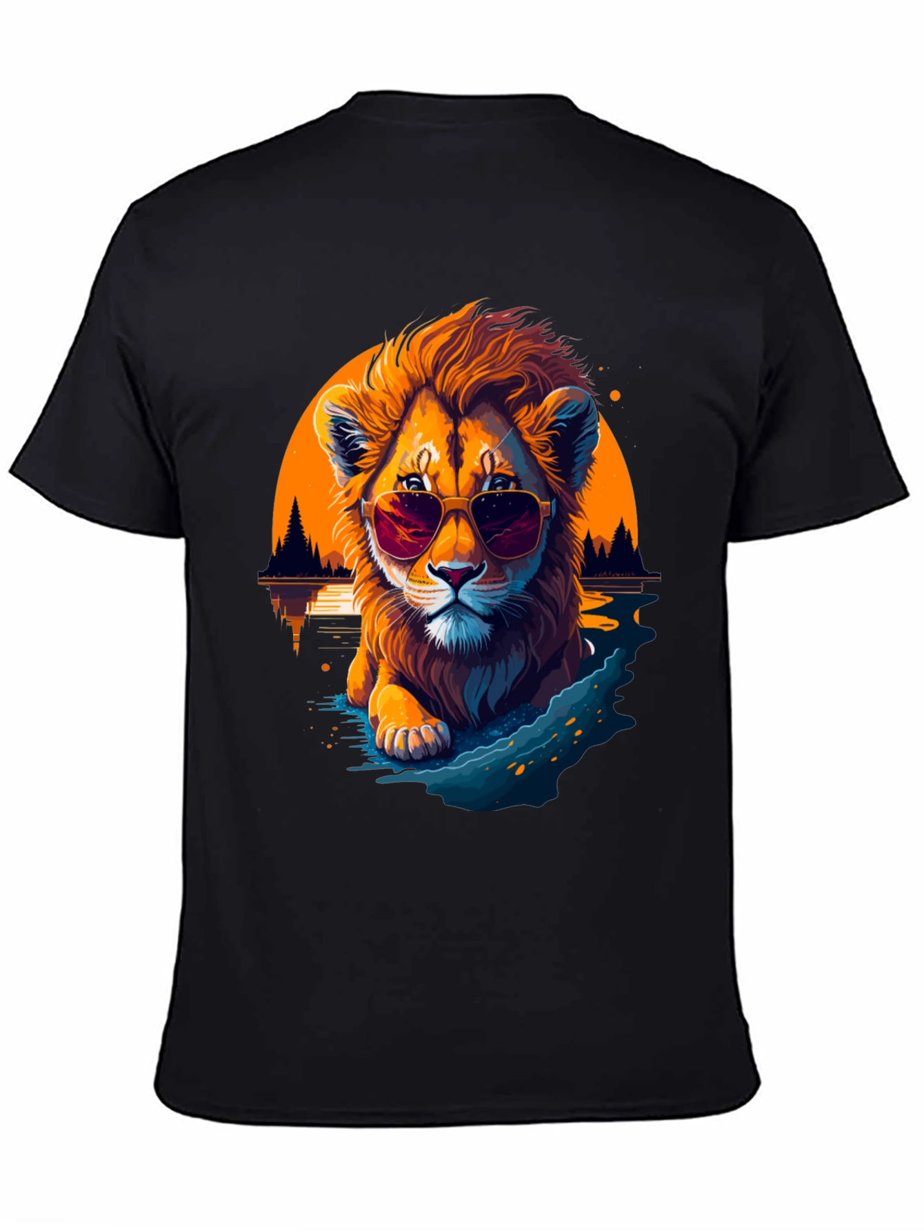 Black Cool Lion Graphic Tee - Chill Vibes Only view 4