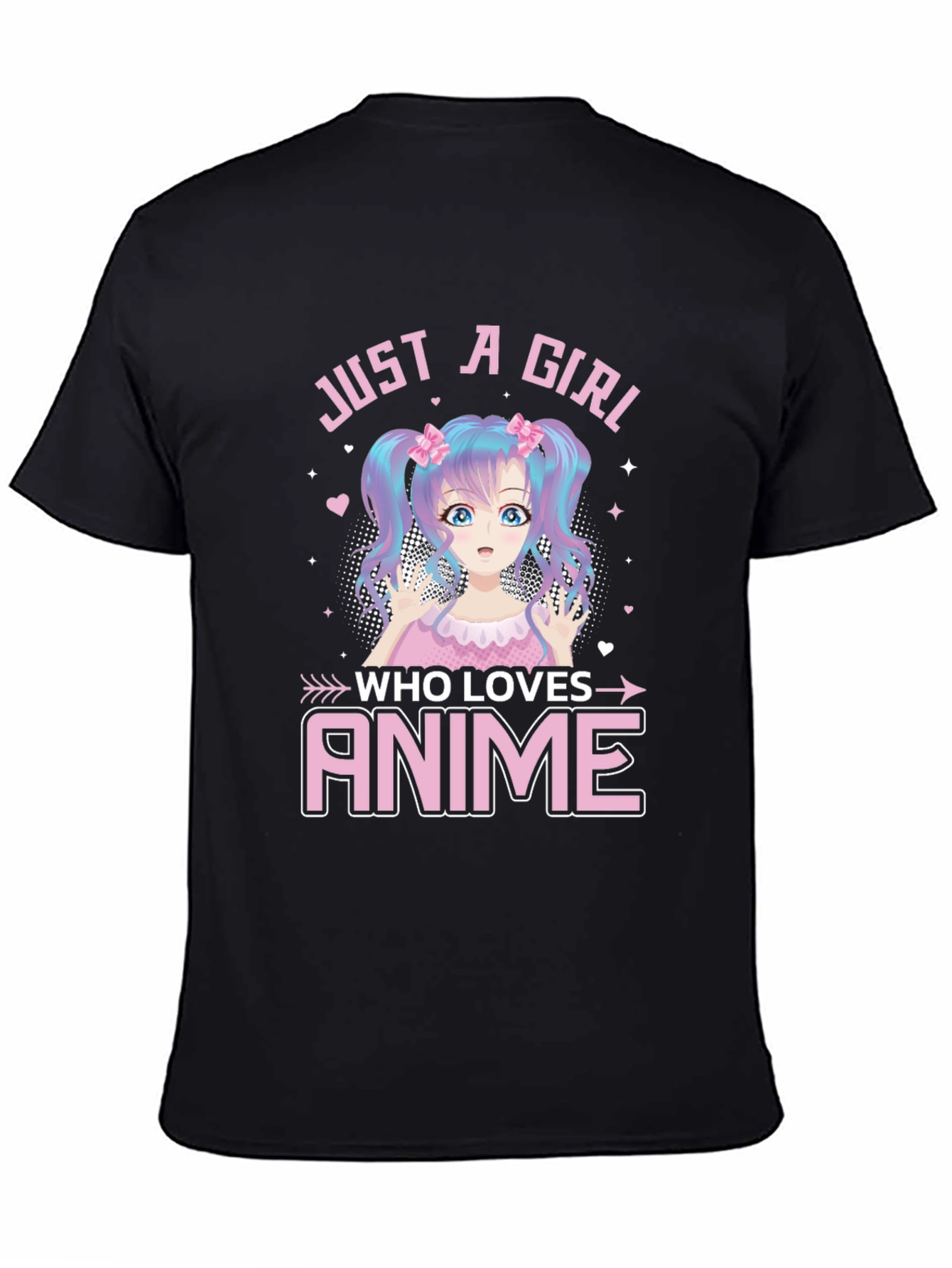 Black Just A Girl Who Loves Anime Graphic Tee view 4