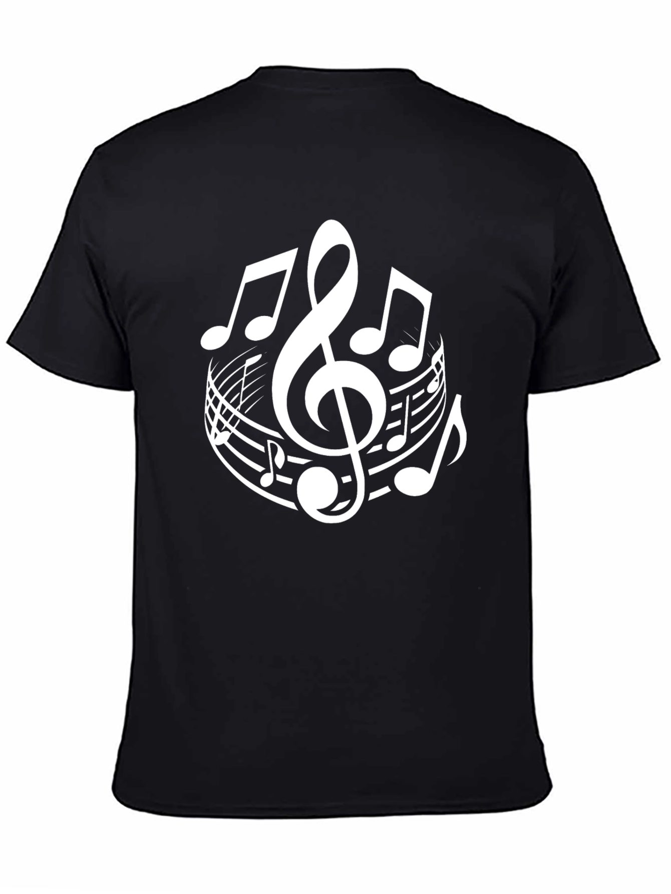 Black Musical Notes Graphic Black T-Shirt view 4