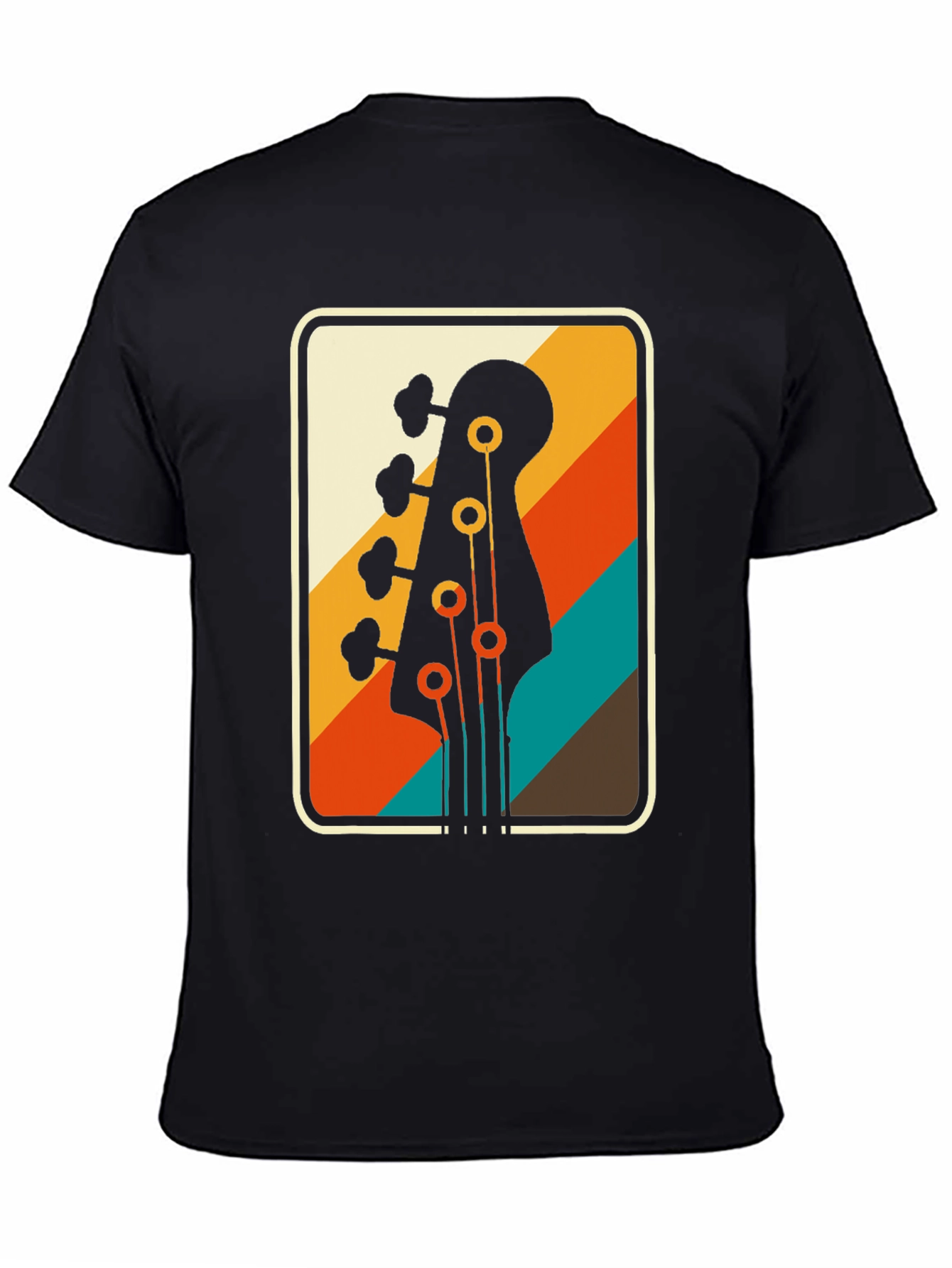 Black Retro Bass Guitar Tee - Vintage Music Lover T-Shirt view 4