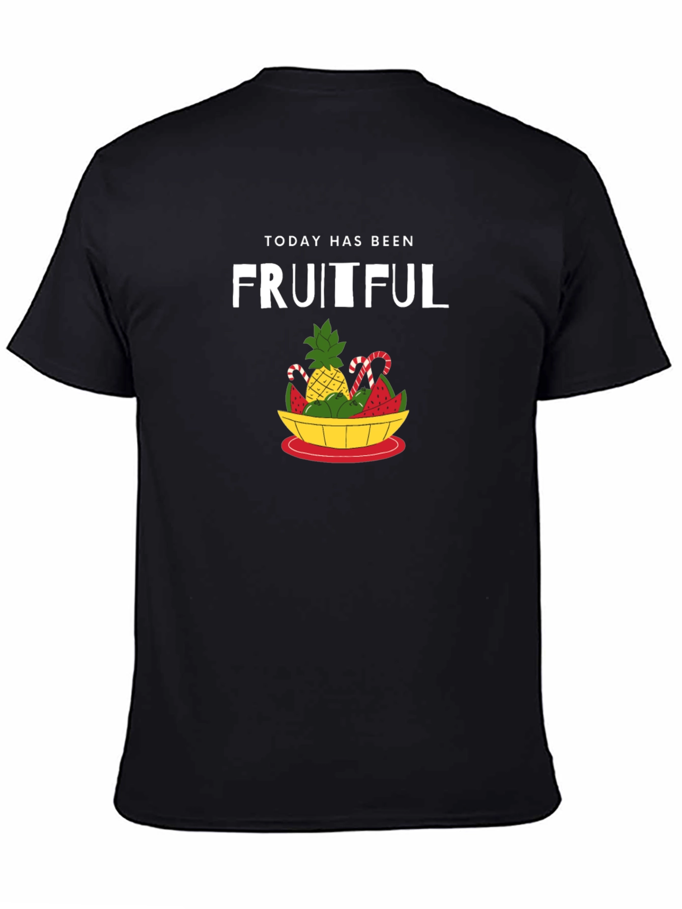 Black Fruitful Day Graphic T-Shirt - Black Cotton Tee view 4