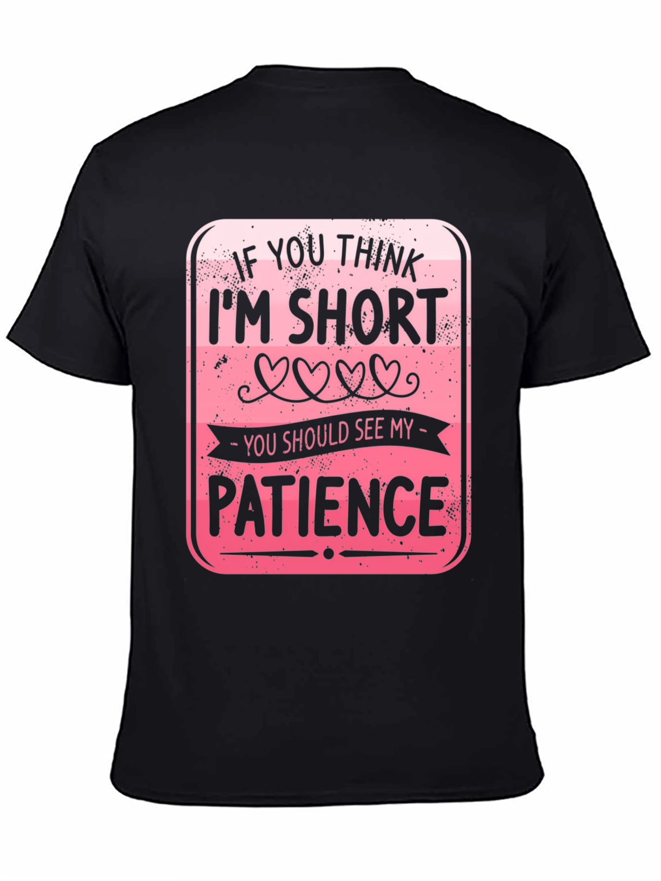 Black Funny Short Patience Graphic T-Shirt view 4