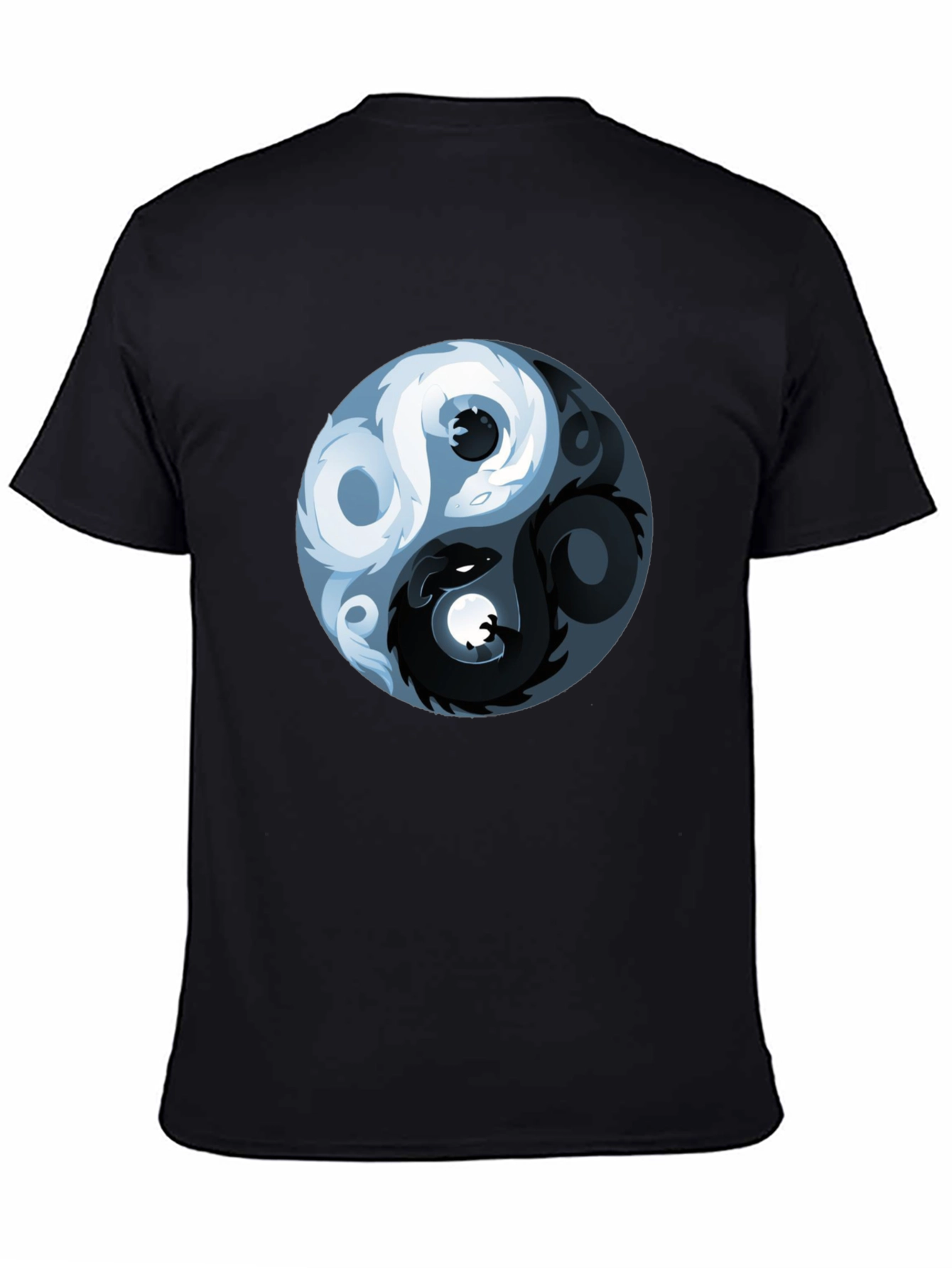 Black Yin Yang Dragon Graphic T-Shirt view 4