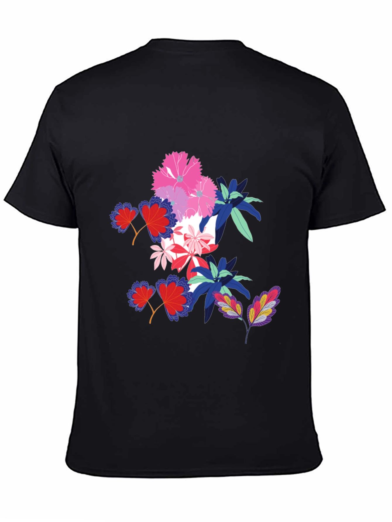 Black Floral Print Black T-Shirt view 4