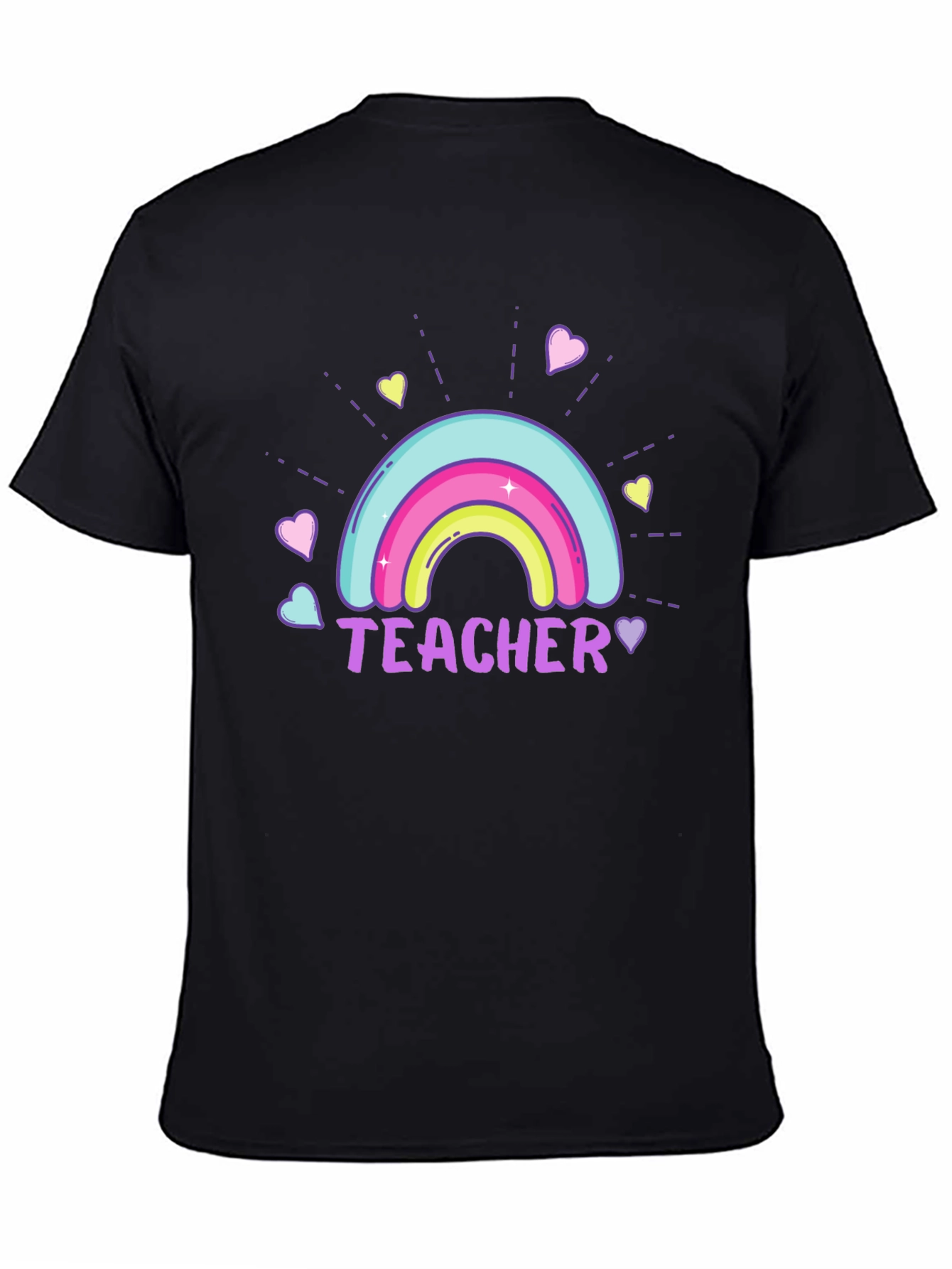 Black Teacher Rainbow Graphic Tee - Unisex Black T-Shirt view 4