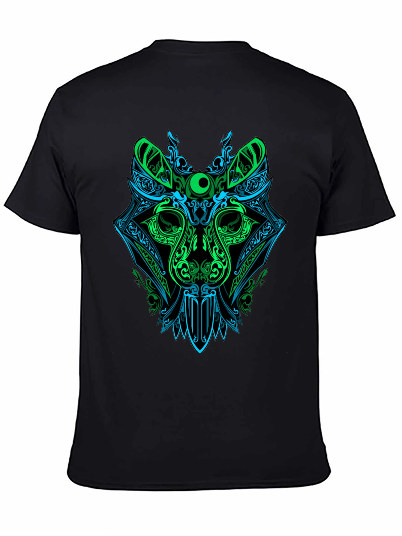 Black Neon Wolf Graphic Tee - Men's Black T-Shirt view 4
