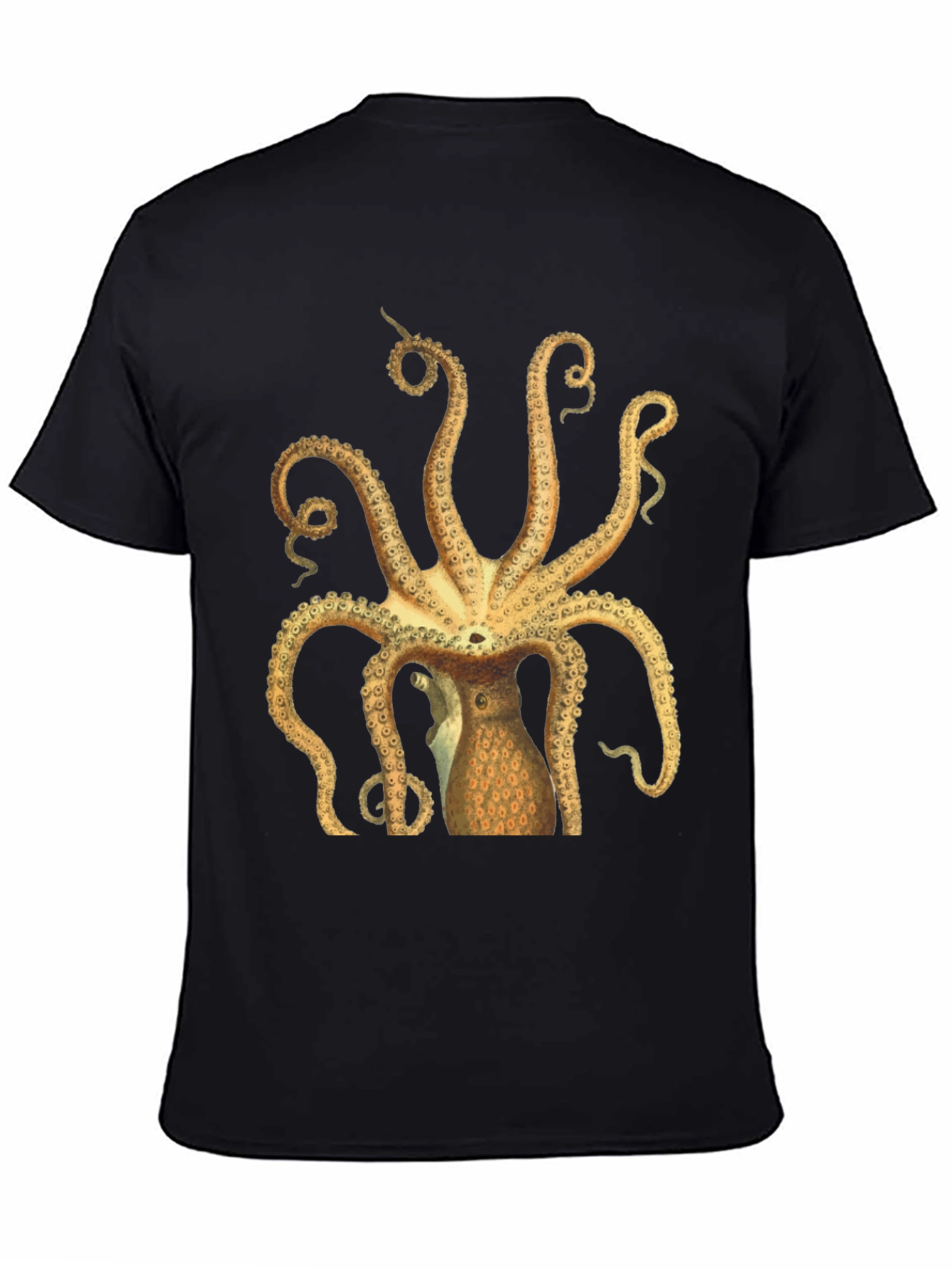 Black Octopus Graphic Tee - Black Cotton T-Shirt view 4