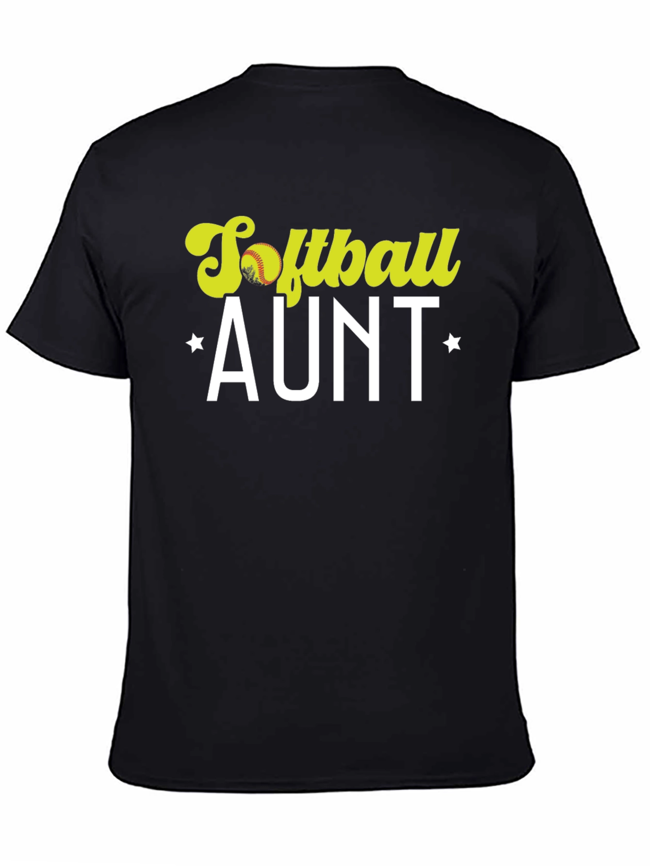 Black Softball Aunt T-Shirt - Black Cotton Tee view 4