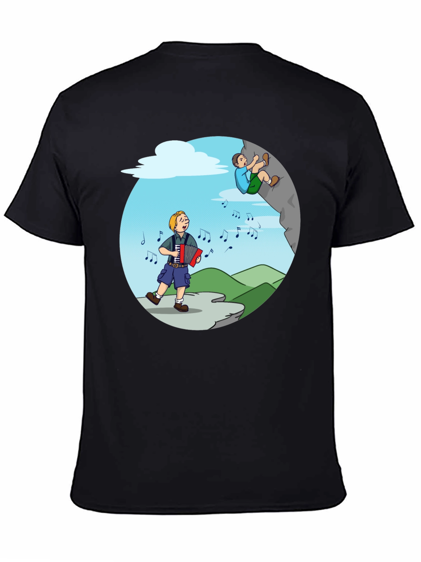 Black Accordion & Climbing T-Shirt - Musical Adventure Tee view 4