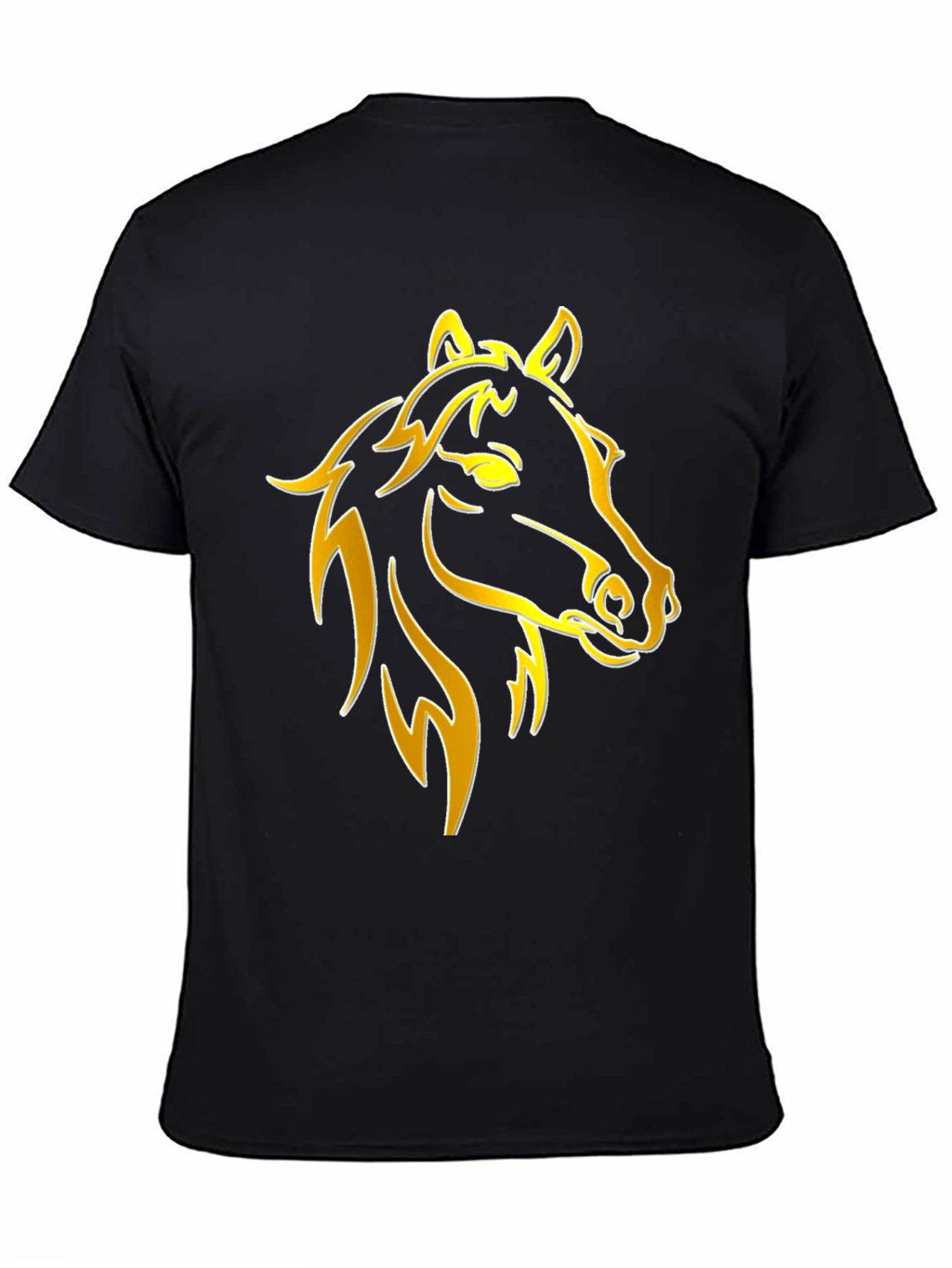Black Golden Horse Graphic Tee - Stylish Black T-Shirt view 4