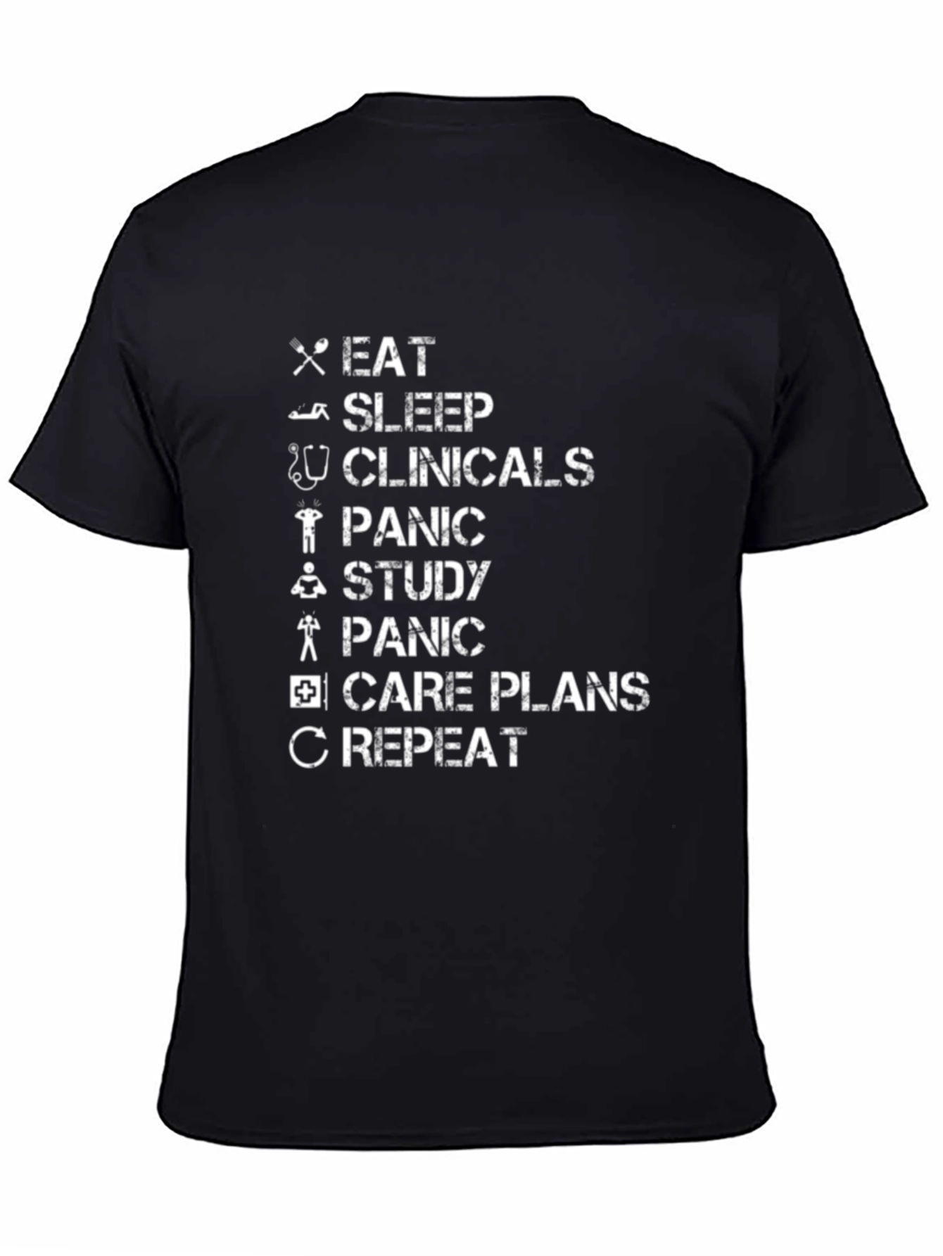 Black Eat Sleep Clinicals Nursing T-Shirt view 4