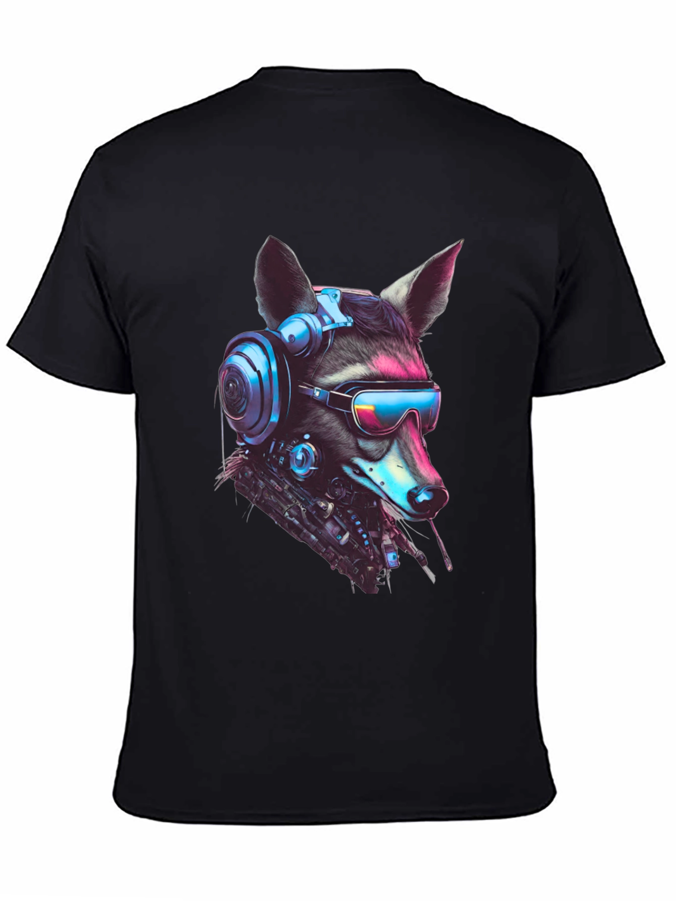 Black Cyberpunk Raccoon Graphic Tee - Futuristic Style view 4