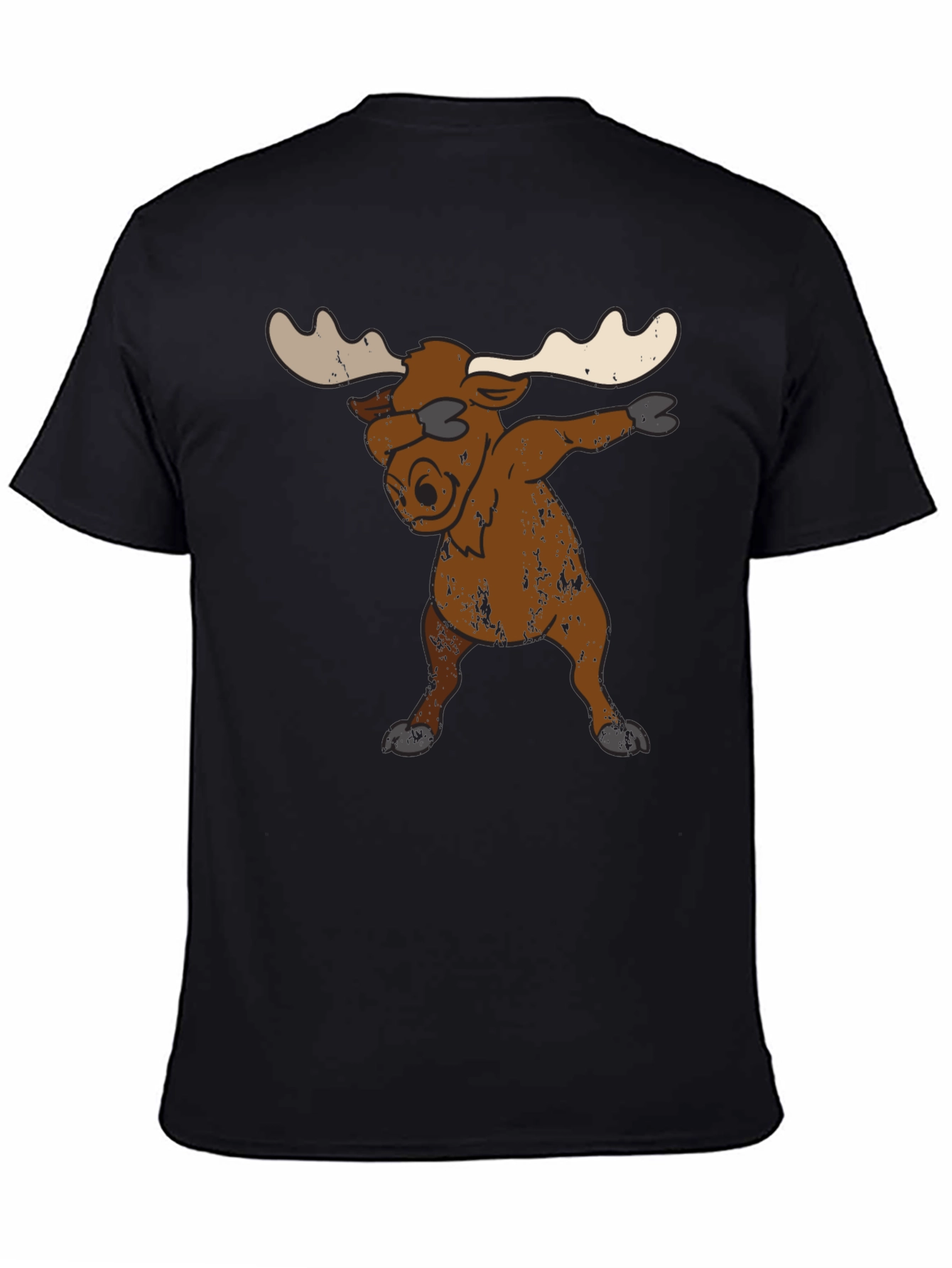 Black Dabbing Moose Graphic Tee - Unique Animal T-Shirt view 4