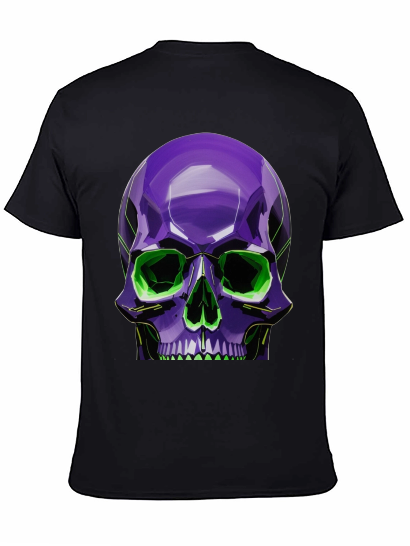 Black Neon Skull Graphic Tee - Stylish, Bold Design view 4