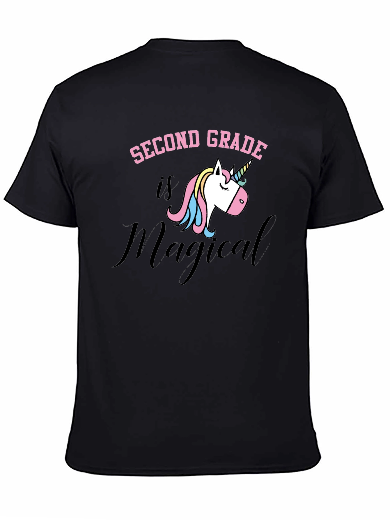 Black Second Grade Magical Unicorn T-Shirt view 4