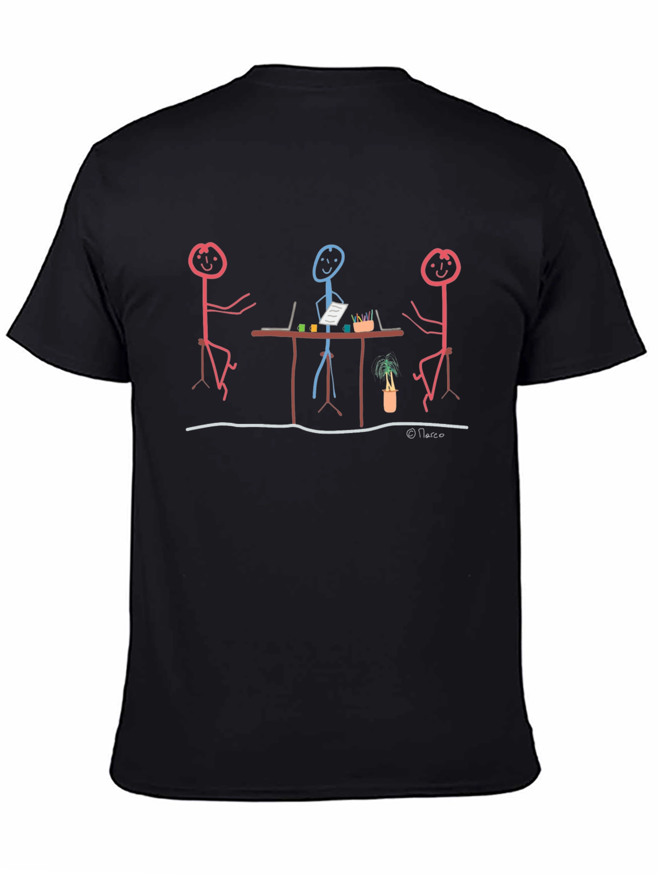 Black Stick Figure Meeting Graphic T-Shirt view 4