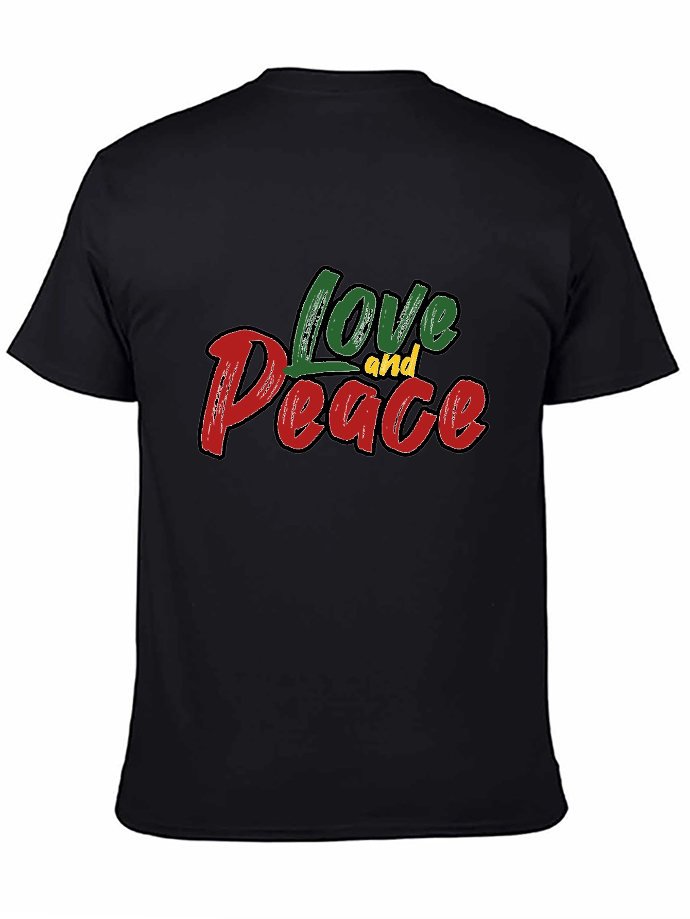 Black Love and Peace Graphic Black T-Shirt view 4