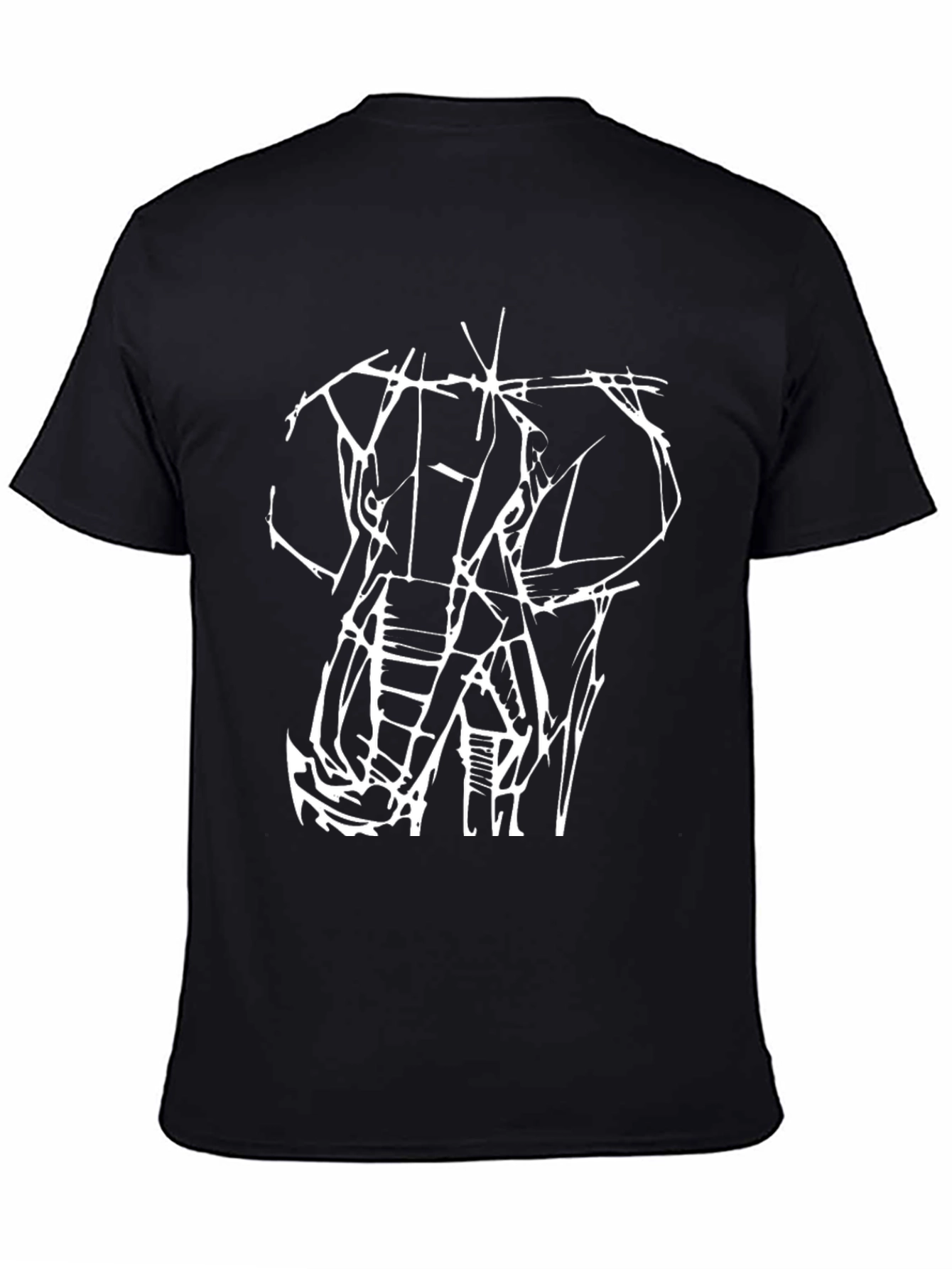Black Abstract Elephant Graphic Tee - Black Cotton T-Shirt view 4